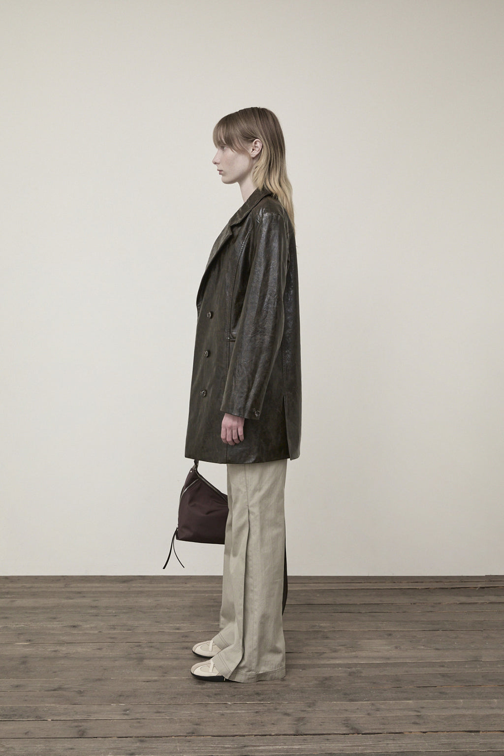 Matin Kim - Faux Leather Half Double Jacket (Dark Brown) product image 6 | TRAB K-Fashion Australia