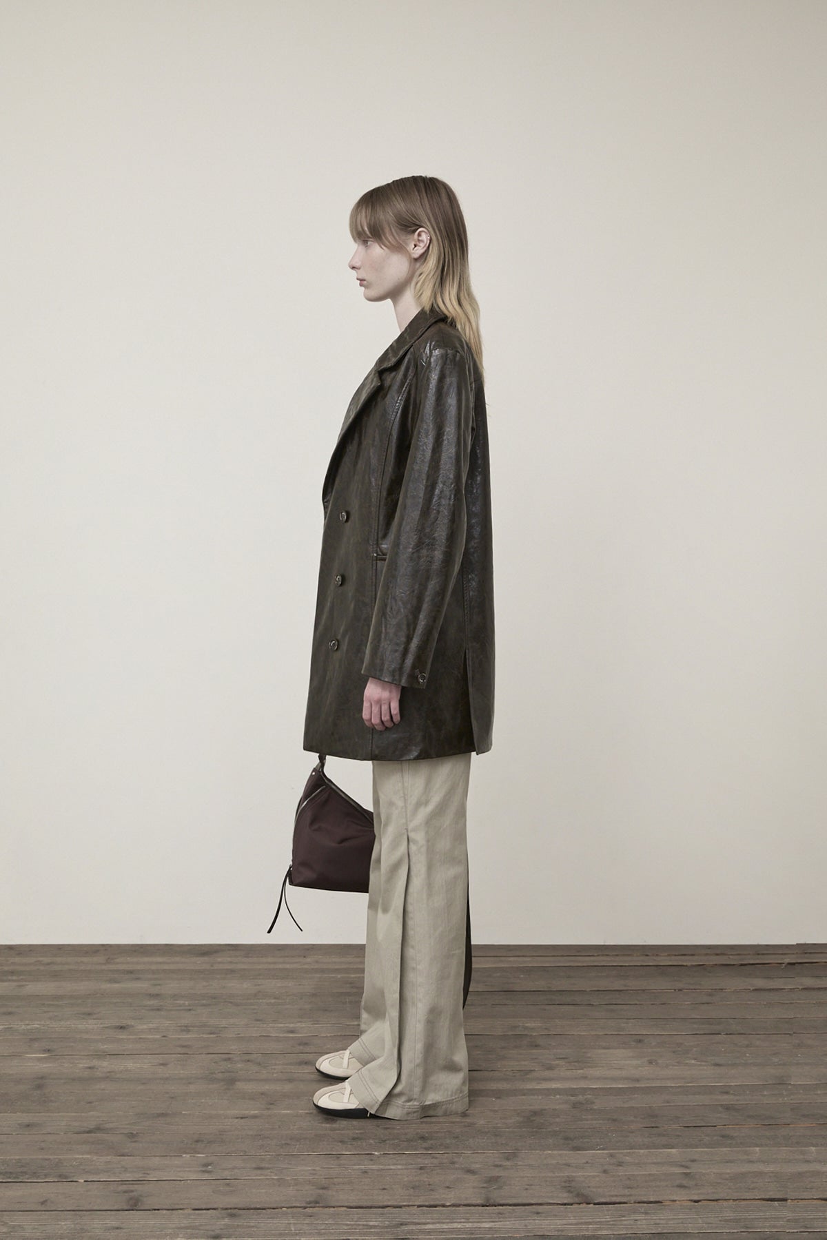 Matin Kim - Faux Leather Half Double Jacket (Dark Brown) product image 6 | TRAB K-Fashion Australia