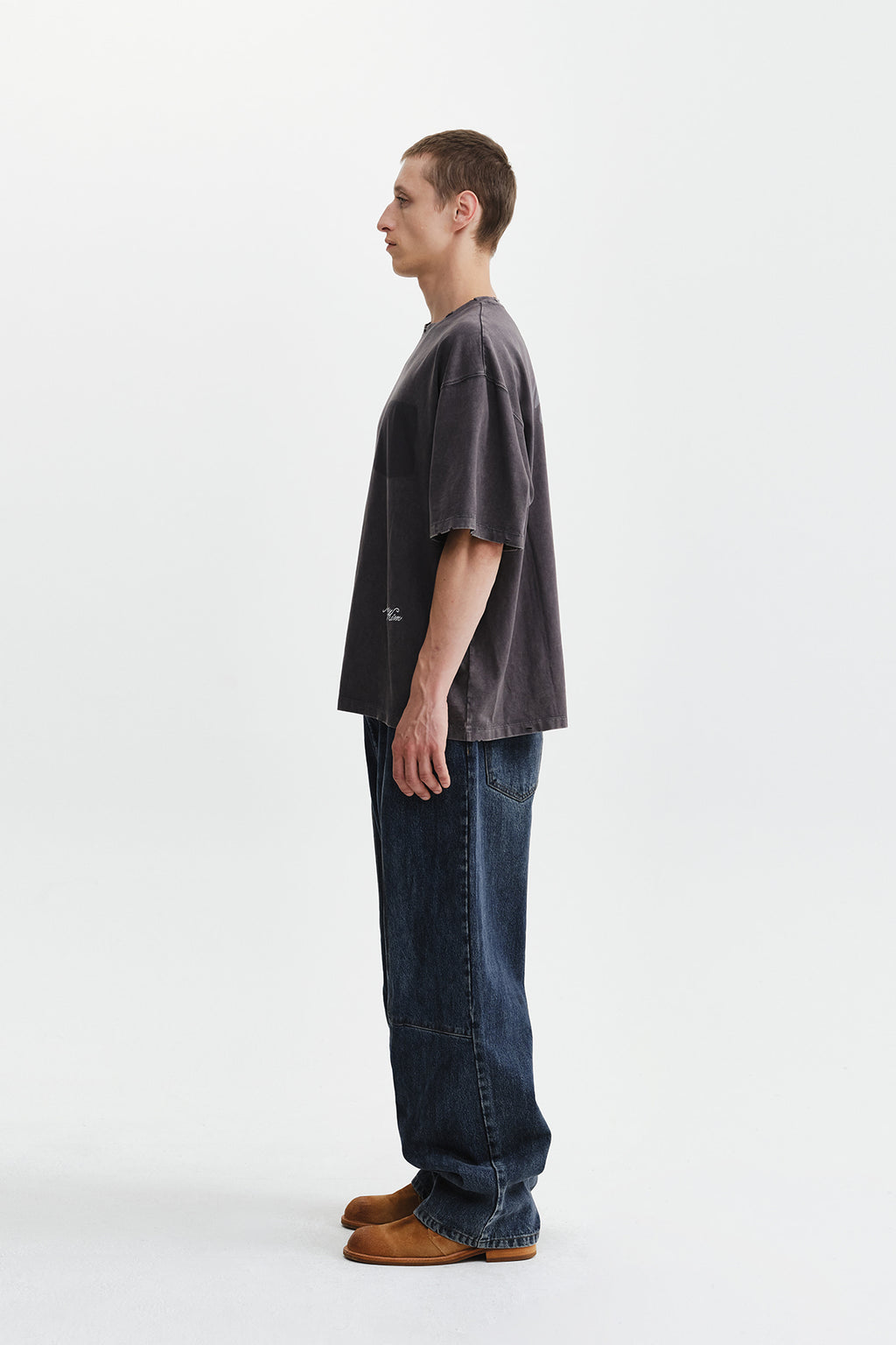 Matin Kim - Vintage Washed Calligraphy Back Logo Top (Charcoal) product image 8 | TRAB K-Fashion Australia