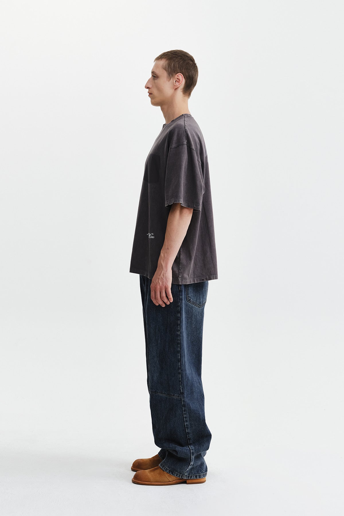 Matin Kim - Vintage Washed Calligraphy Back Logo Top (Charcoal) product image 8 | TRAB K-Fashion Australia