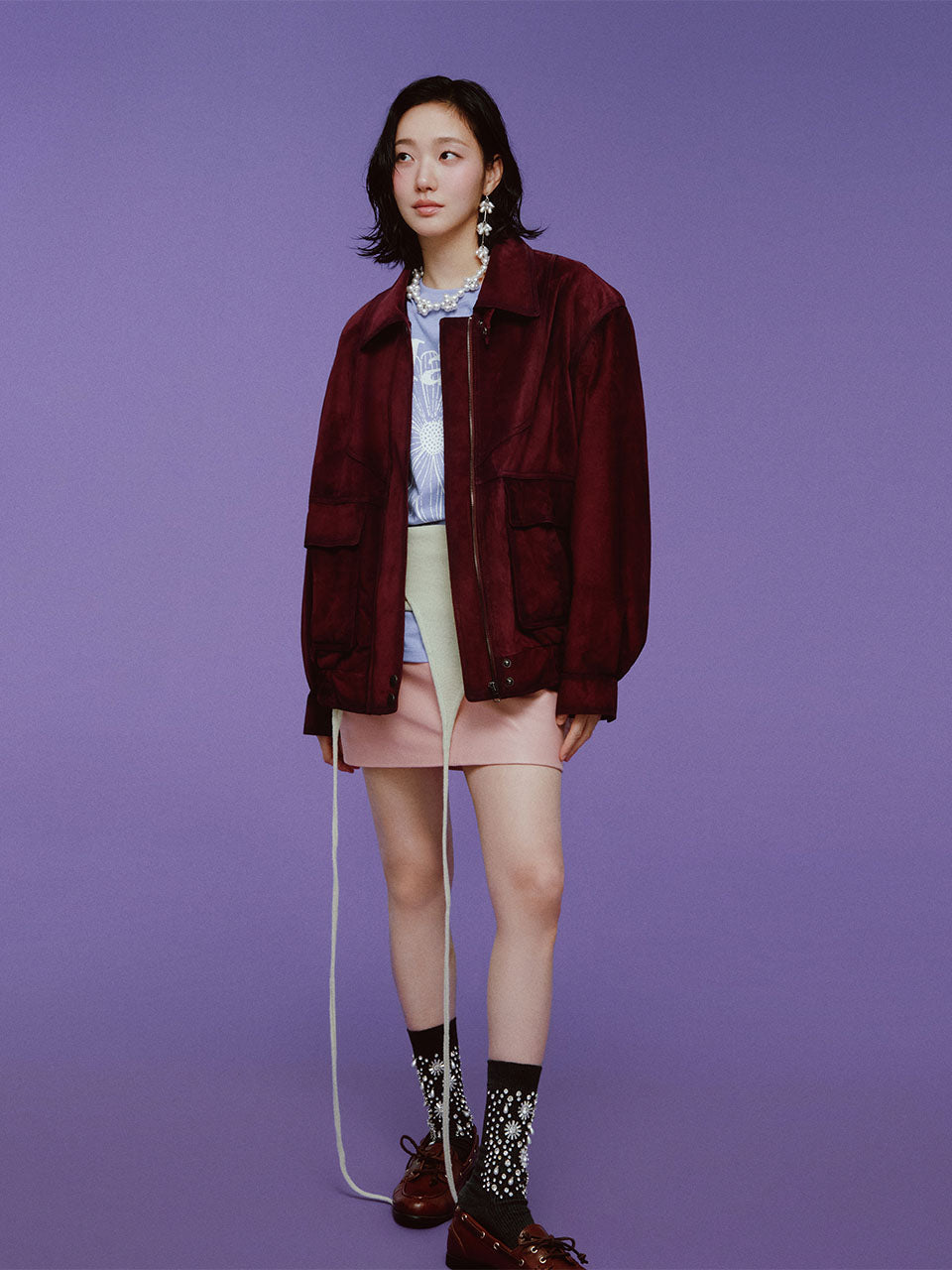 Mardi Mercredi - Suede Vintage Jacket (Purple) product image 1 | TRAB K-Fashion Australia