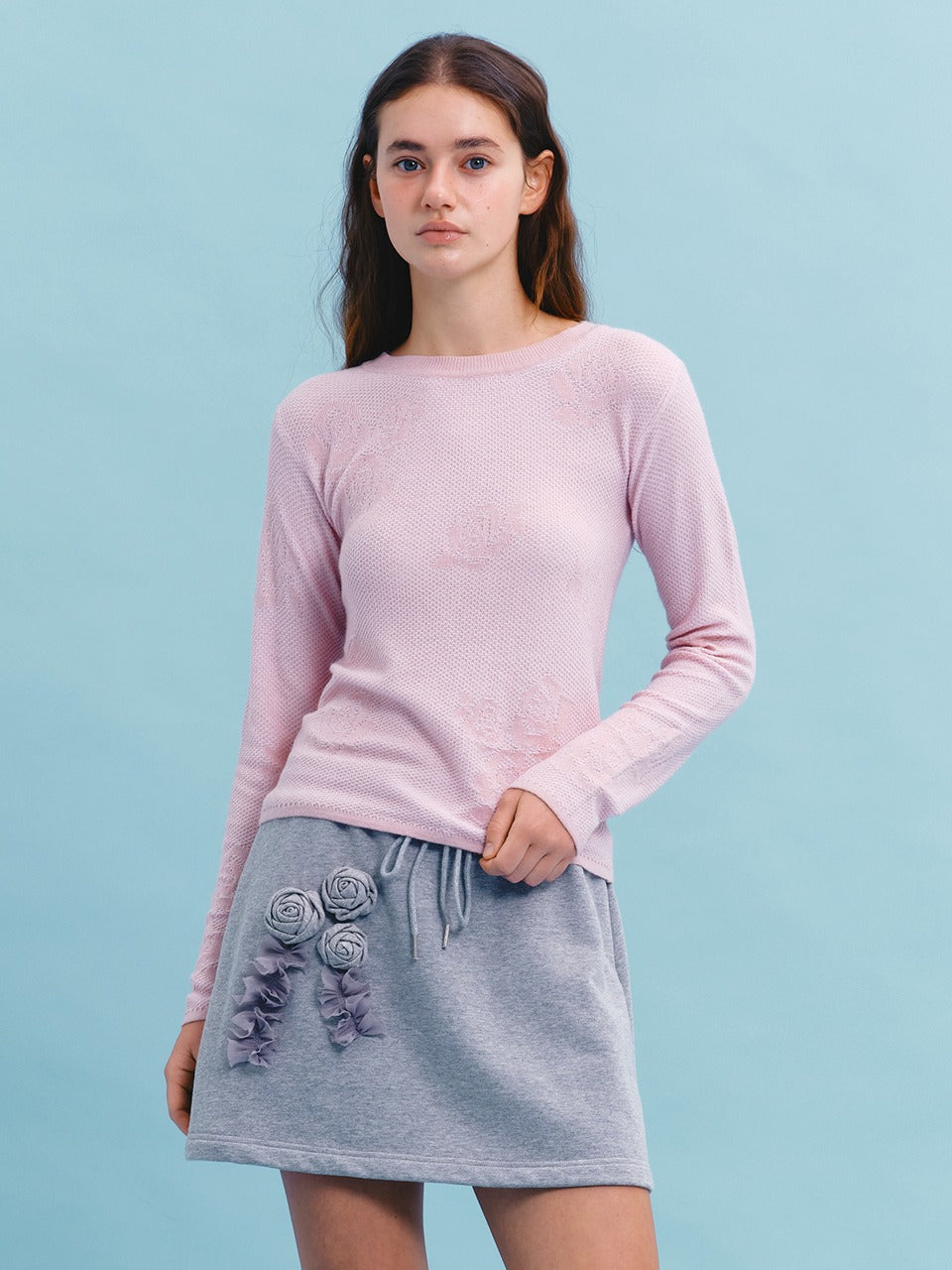 Margarin Fingers - Rose Corsage Frill Skirt (Melange) product image 1 | TRAB K-Fashion Australia