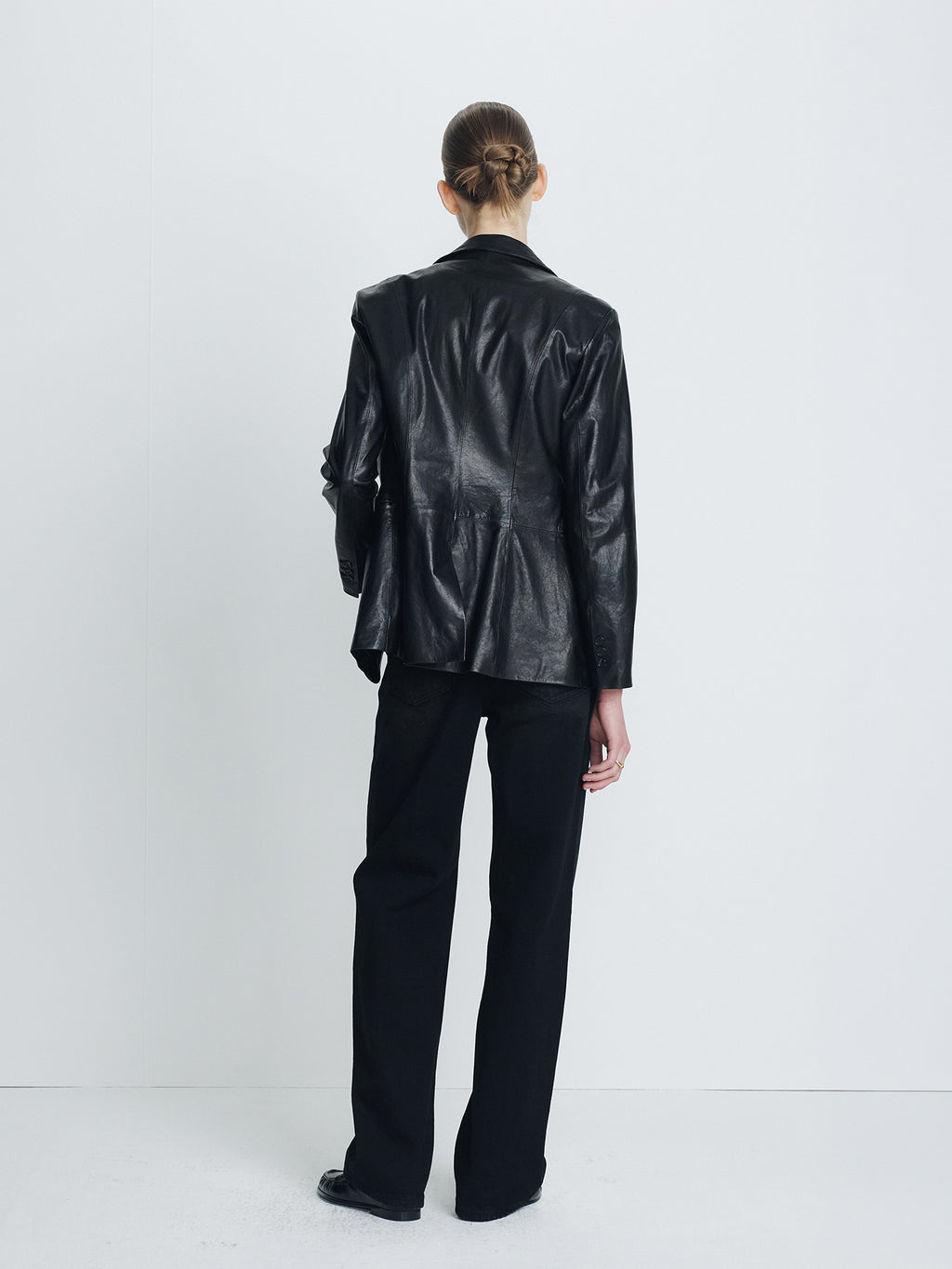Tonywack - Vegetable Lamb Leather Fitted Blazer Jacket (Black) product image 3 | TRAB K-Fashion Australia