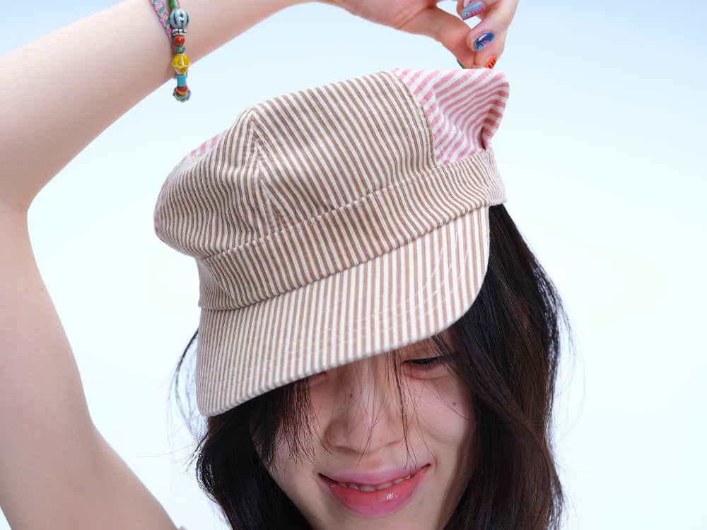 Coyseio - Striped Pintuck Puff Cap (Pink) product image 10 | TRAB K-Fashion Australia