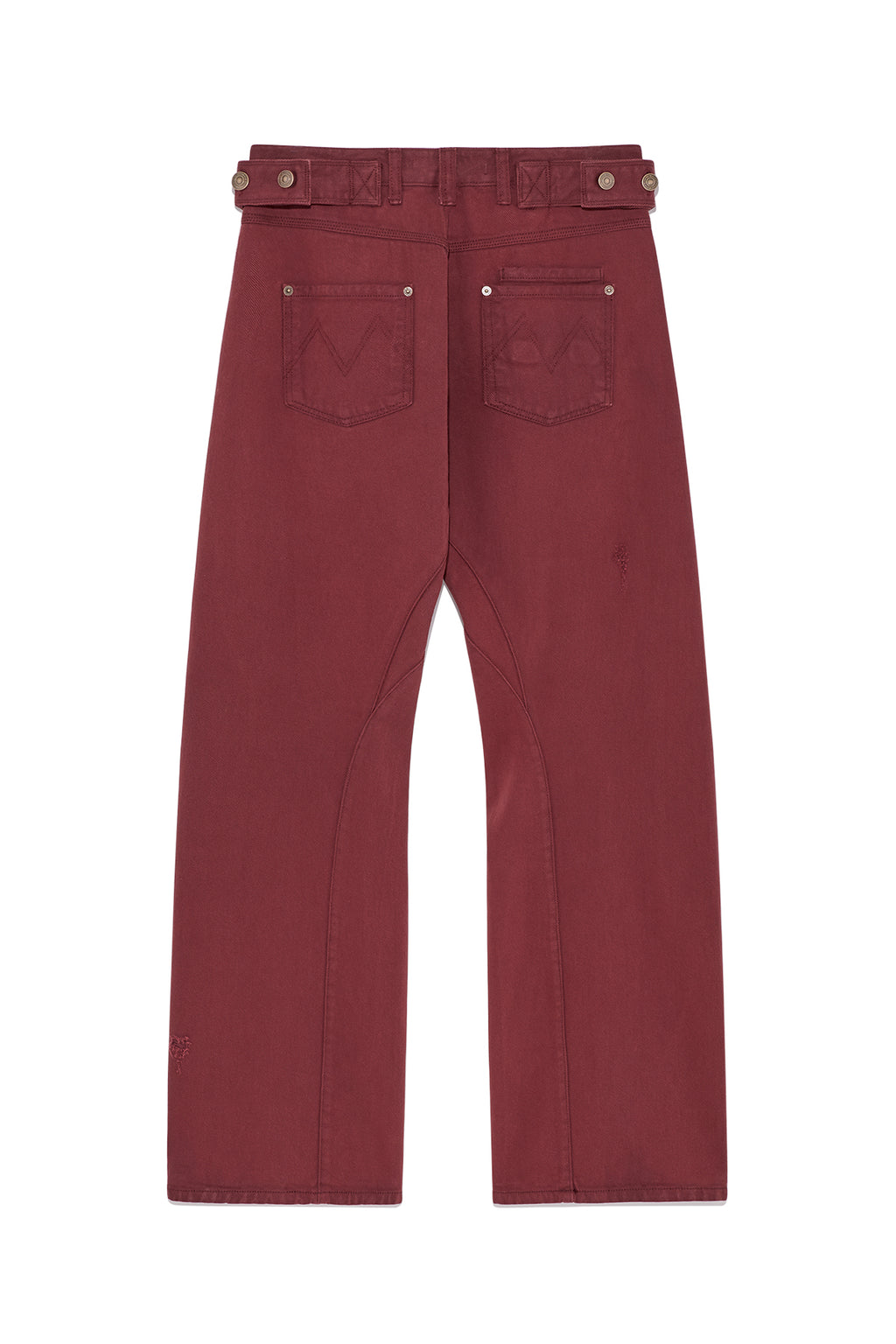 Matin Kim - Waist Buckle Curved Dying Denim Pants (Red) product image 2 | TRAB K-Fashion Australia
