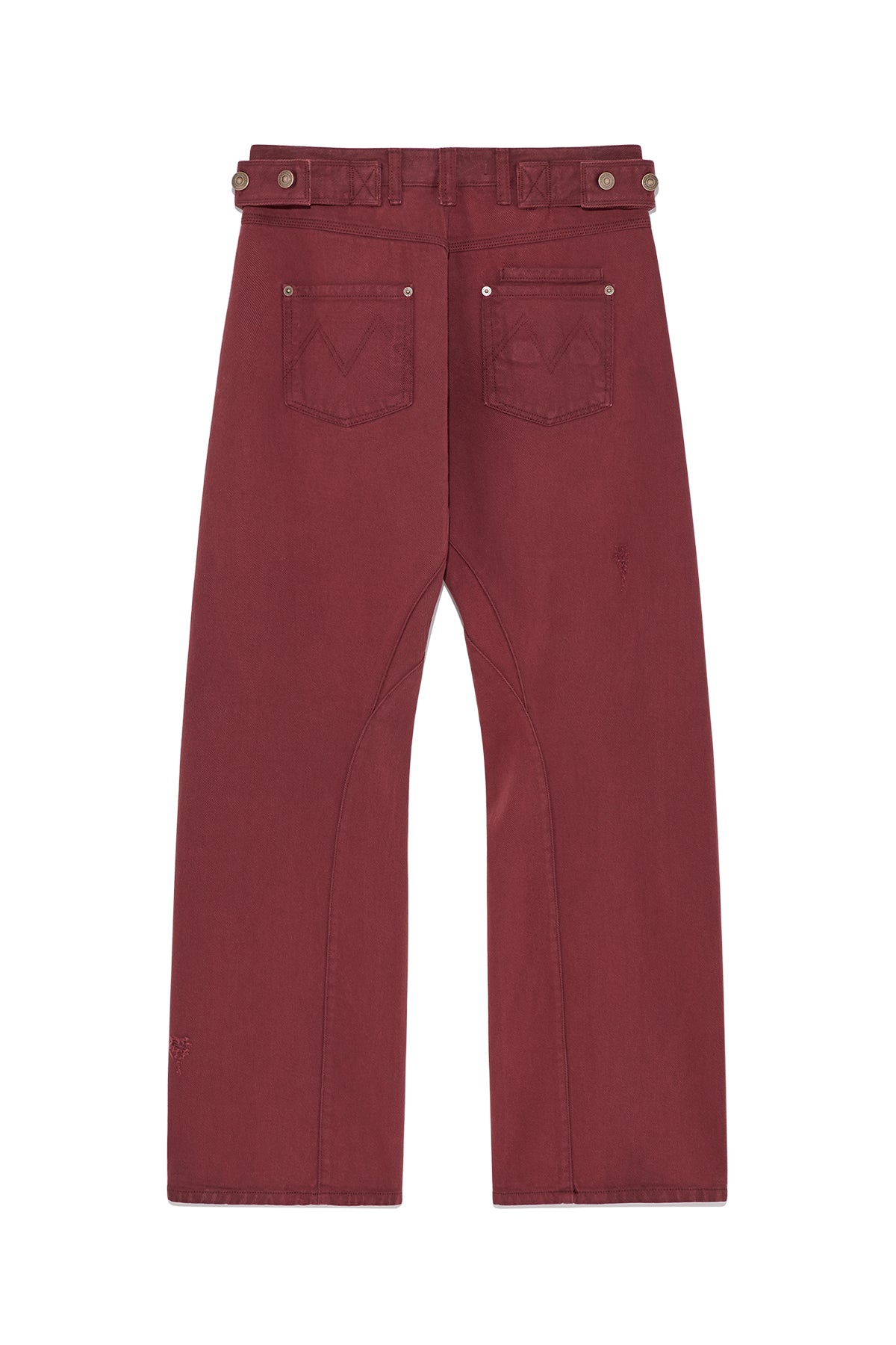 Matin Kim - Waist Buckle Curved Dying Denim Pants (Red) product image 2 | TRAB K-Fashion Australia
