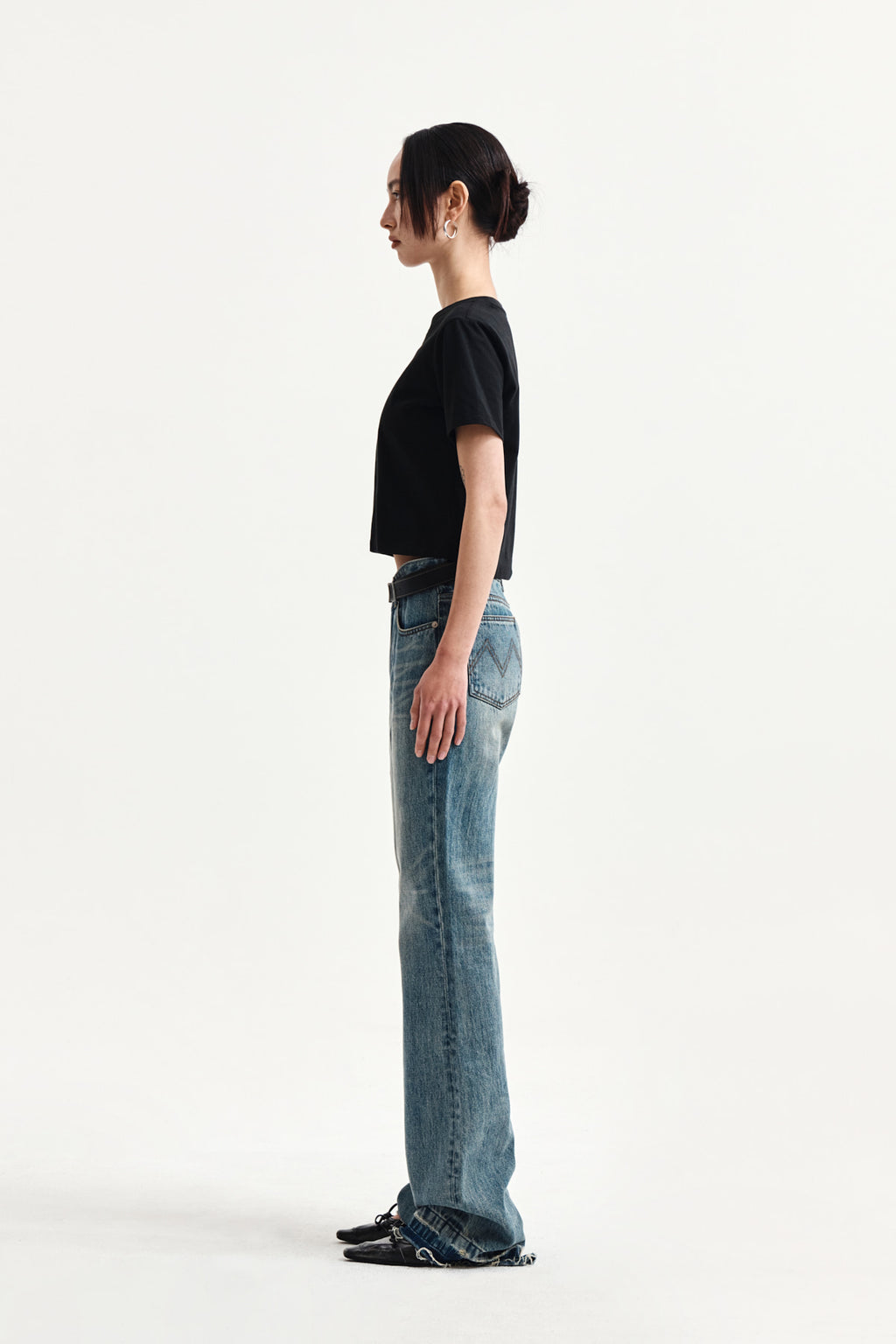Matin Kim - Label Point Lettering Crop Top (Black) product image 6 | TRAB K-Fashion Australia
