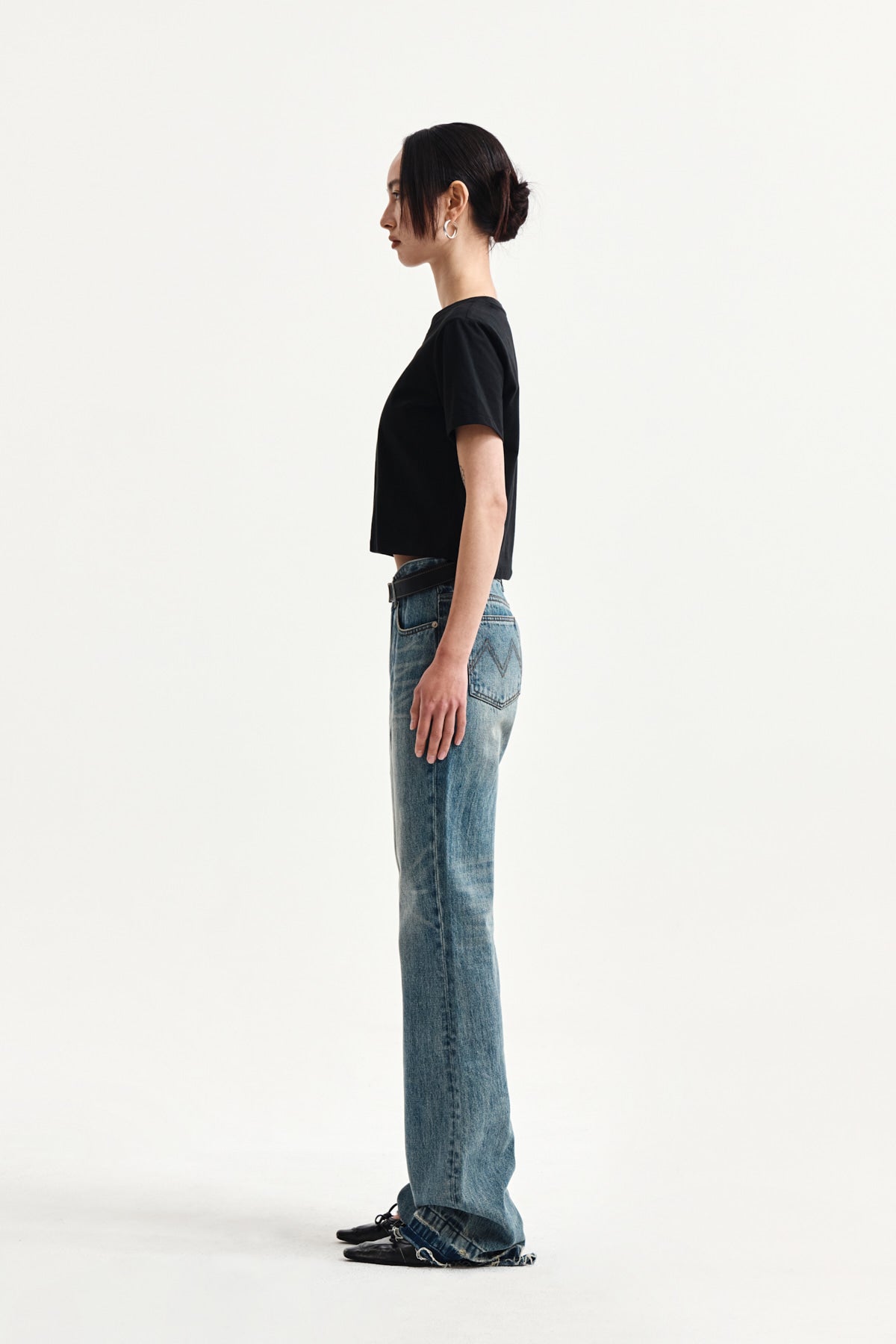 Matin Kim - Label Point Lettering Crop Top (Black) product image 6 | TRAB K-Fashion Australia