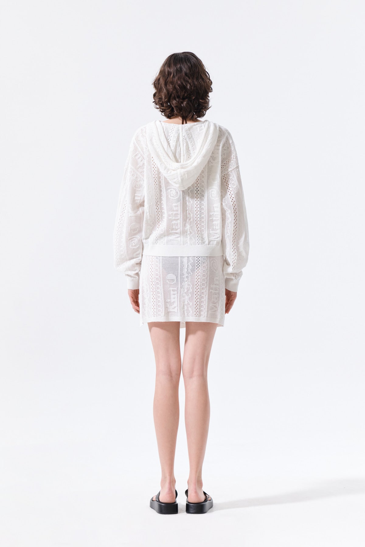 Matin Kim - Mesh Logo Wrap Mini Skirt (White) product image 7 | TRAB K-Fashion Australia