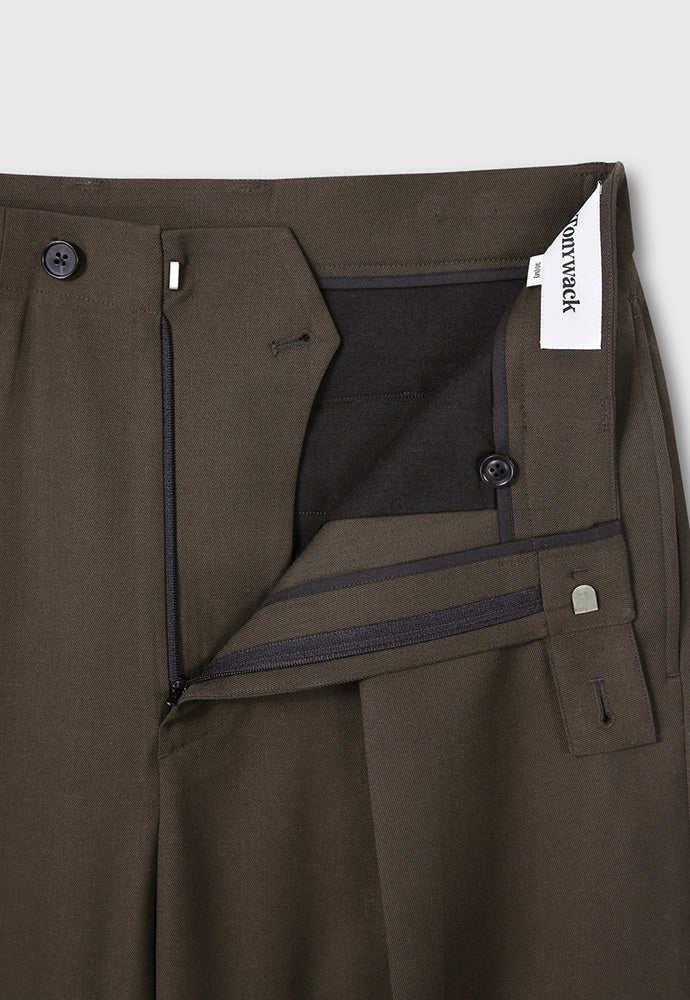 Tonywack - Wool Twill Pleated Wide Trousers (Brown) product image 11 | TRAB K-Fashion Australia