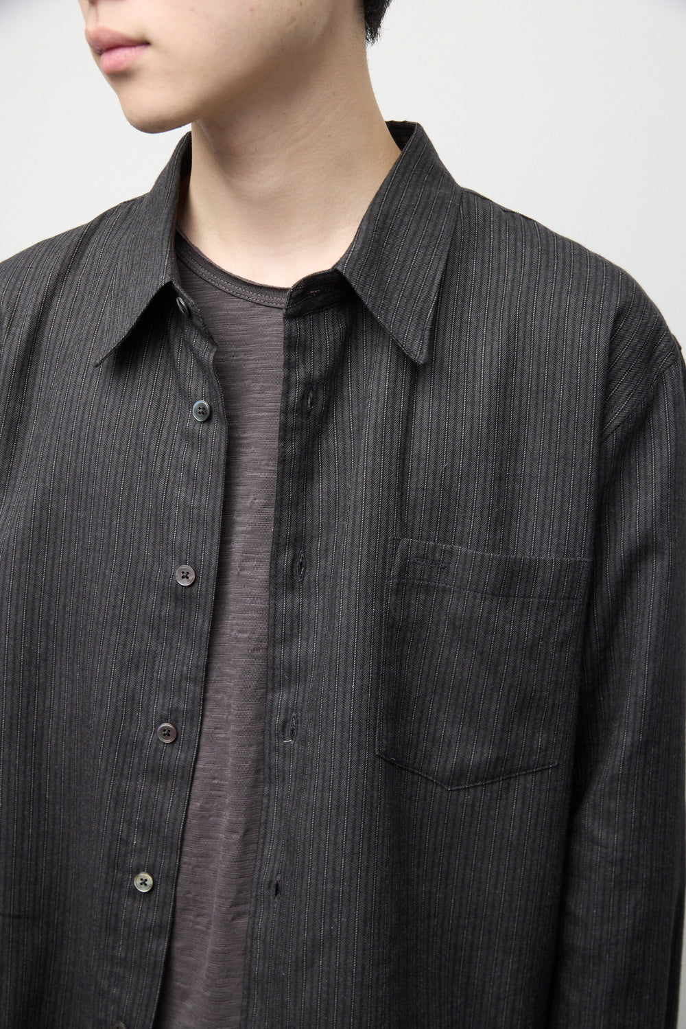 Hatchingroom - Shirring Shirt Vintage Stripe (Charcoal) product image 13 | TRAB K-Fashion Australia