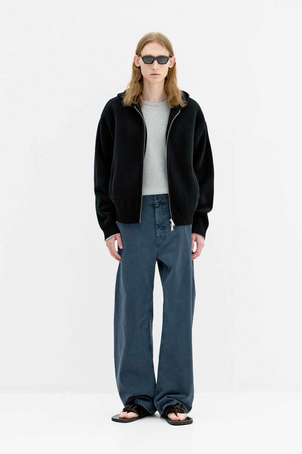 Coor - Double Face Wool And Blend Hoodie Zip-Up (Black) product image 2 | TRAB K-Fashion Australia