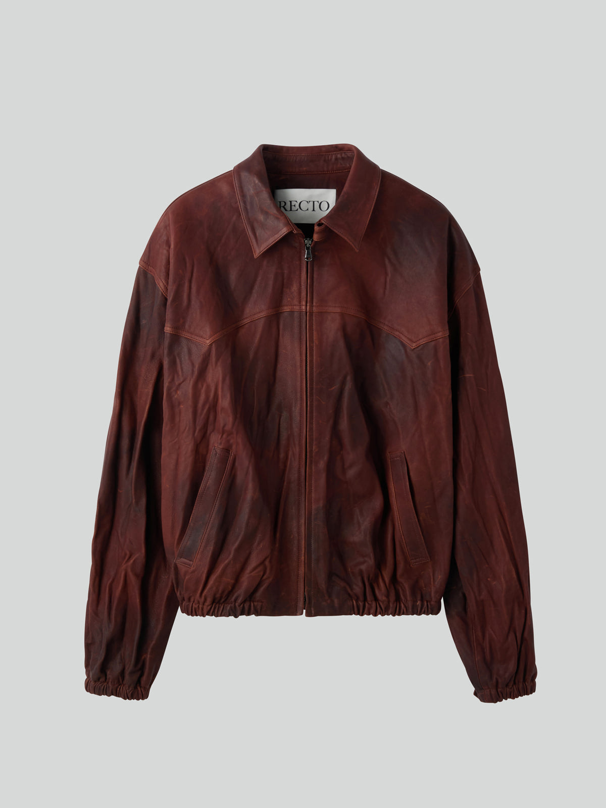Recto - Vintage Effect Leather Jumper (Red Brown) product image 4 | TRAB K-Fashion Australia