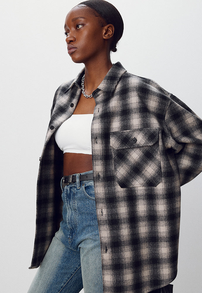 Tonywack - Ombré Wool Check Shirt (Black/Ecru) product image 4 | TRAB K-Fashion Australia