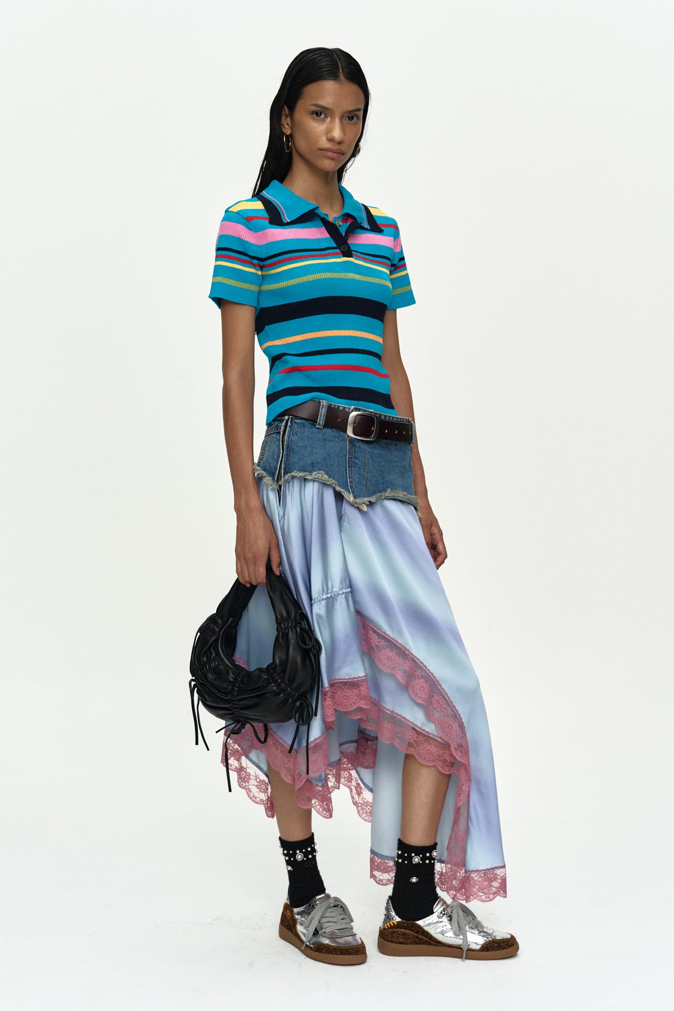 Andersson Bell - Multi-Color Stripe Knit Polo Top (Blue/Red) product image 4 | TRAB K-Fashion Australia