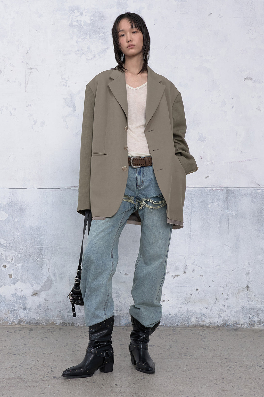 Deinet - Layered Semi Bootscut Denim Pants (Light Blue) product image 8 | TRAB K-Fashion Australia