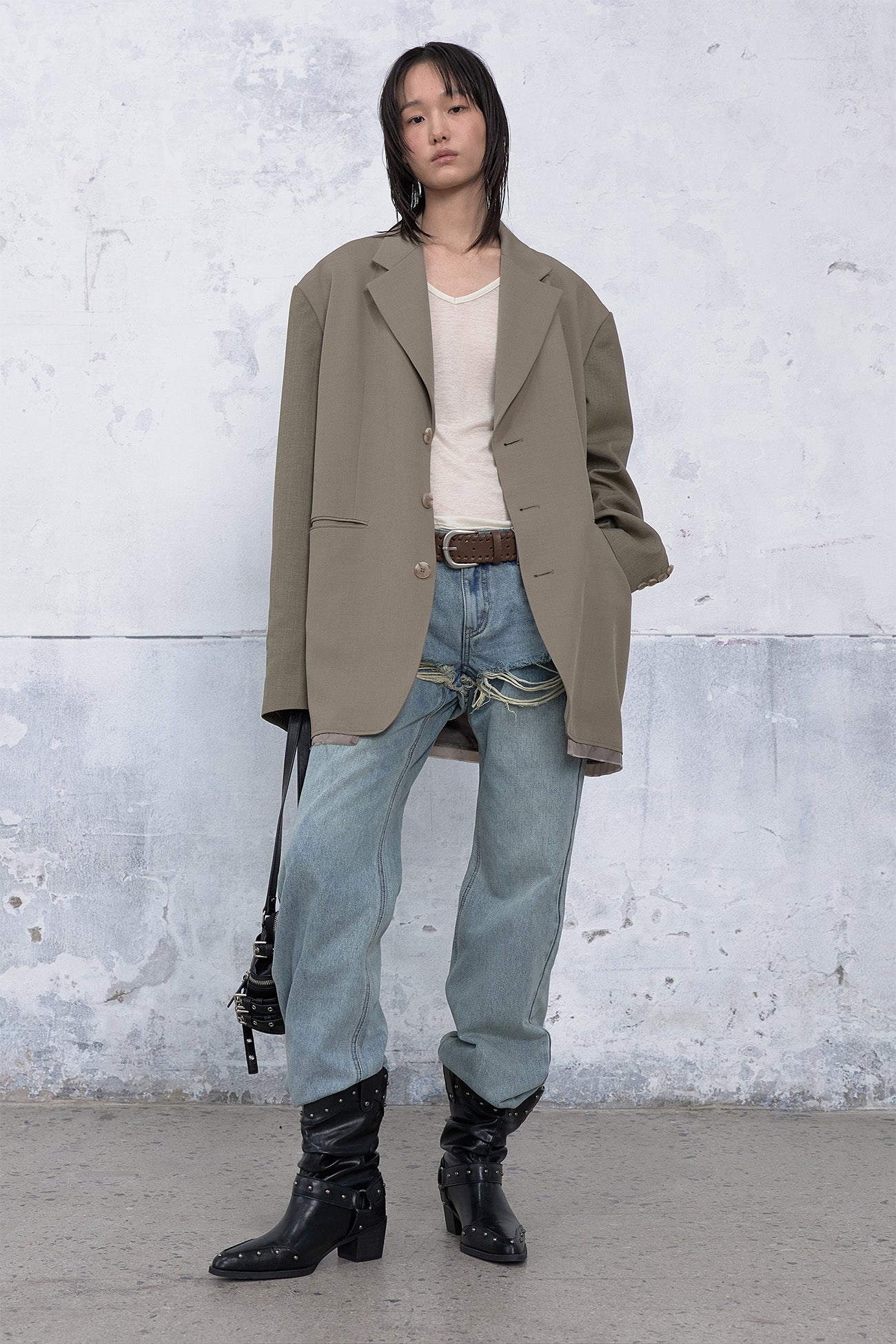 Deinet - Layered Semi Bootscut Denim Pants (Light Blue) product image 8 | TRAB K-Fashion Australia
