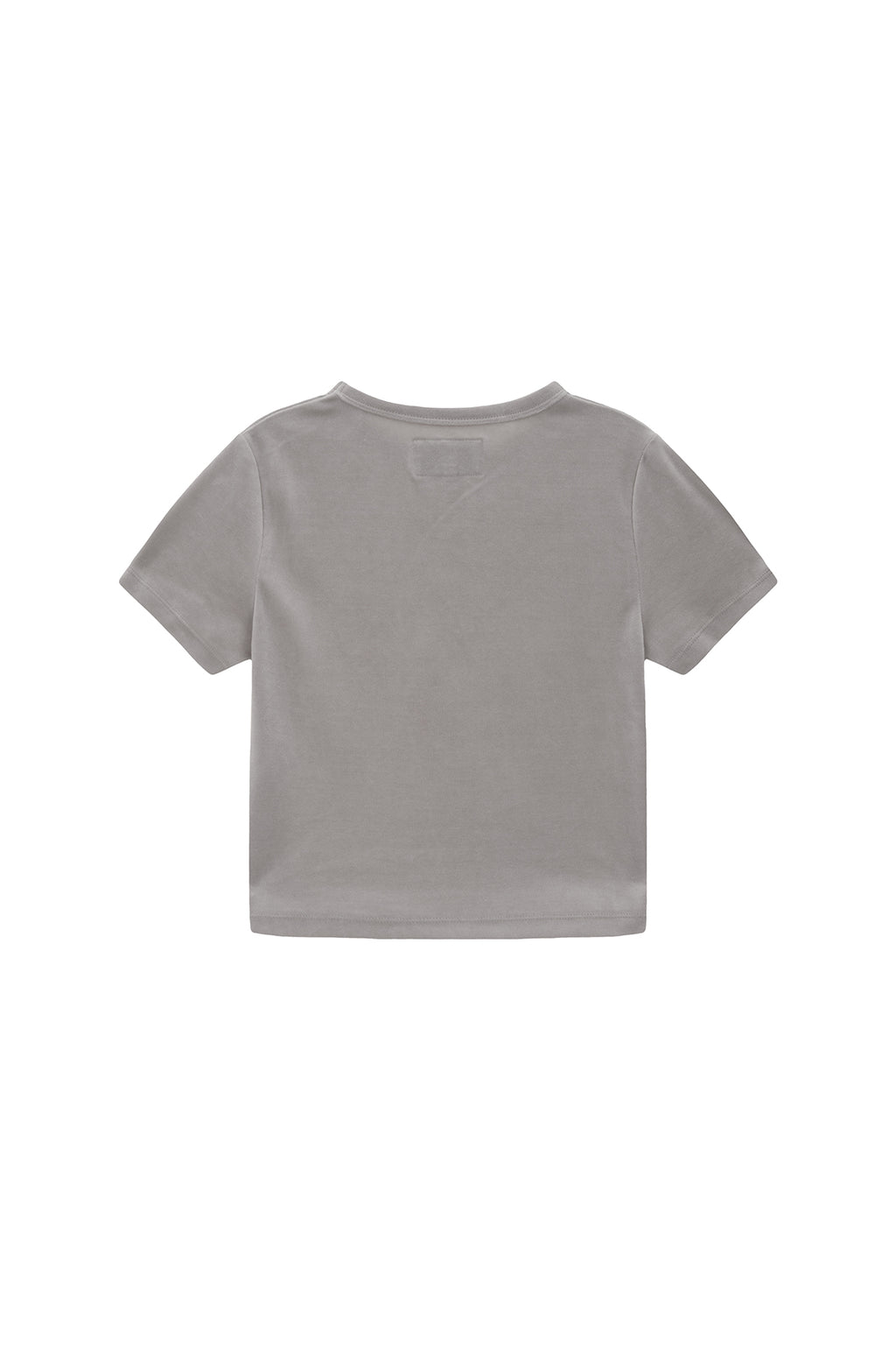 Matin Kim - Logo Emboss Velvet Crop Top (Light Grey) product image 2 | TRAB K-Fashion Australia