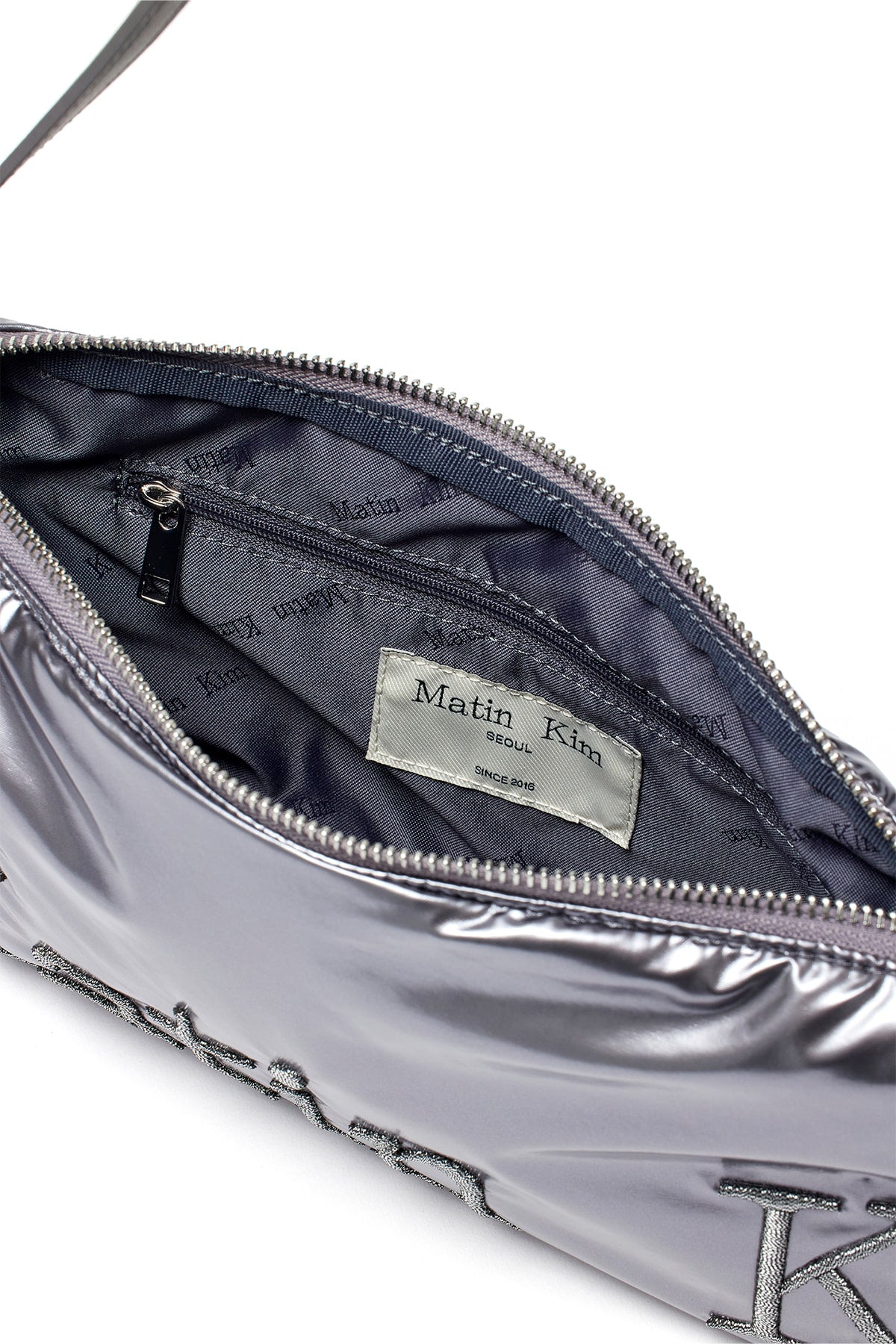 Matin Kim - Glossy Logo Stitch Mini Shoulder Bag (Silver) product image 3 | TRAB K-Fashion Australia