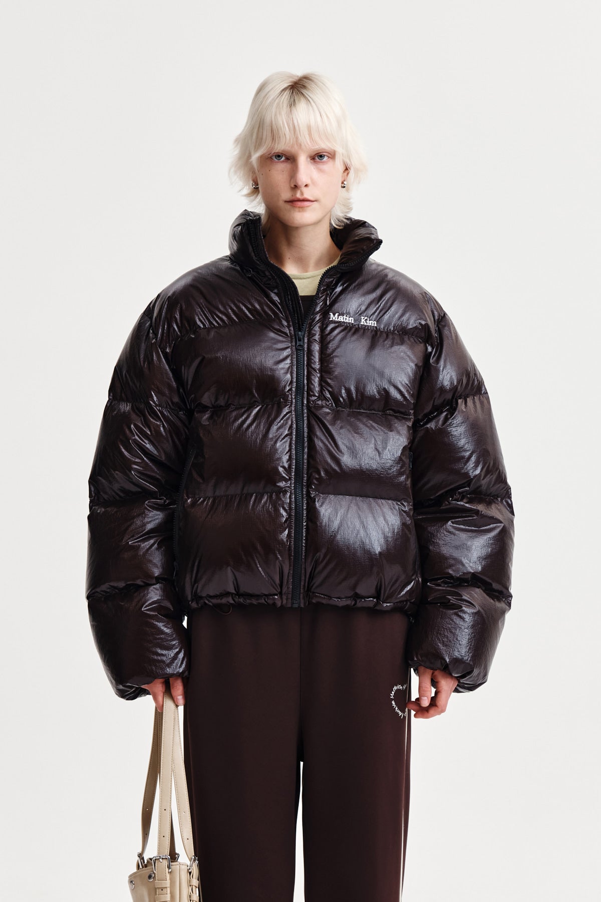 Matin Kim - Small Logo Volume Down Jumper (Dark Brown) product image 1 | TRAB K-Fashion Australia