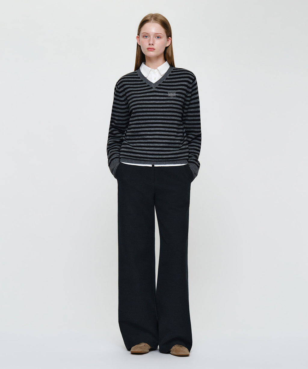 Marithe & Francois Girbaud - Micro Classic Logo V-neck Knit (Charcoal) product image 4 | TRAB K-Fashion Australia