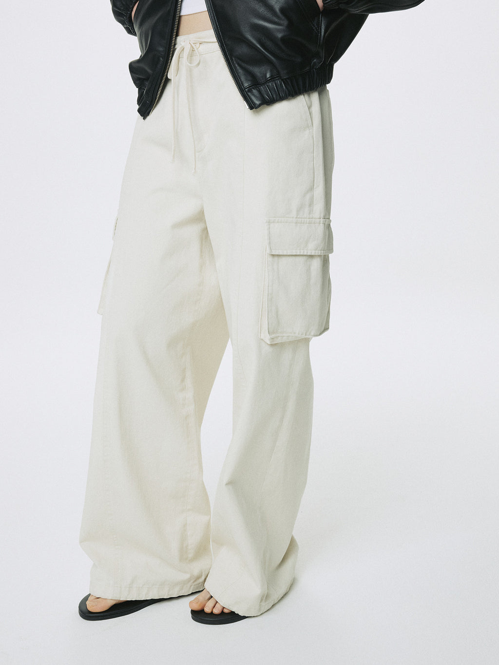 Tonywack - Cotton Drawstring Cargo Trousers (Ivory) product image 4 | TRAB K-Fashion Australia