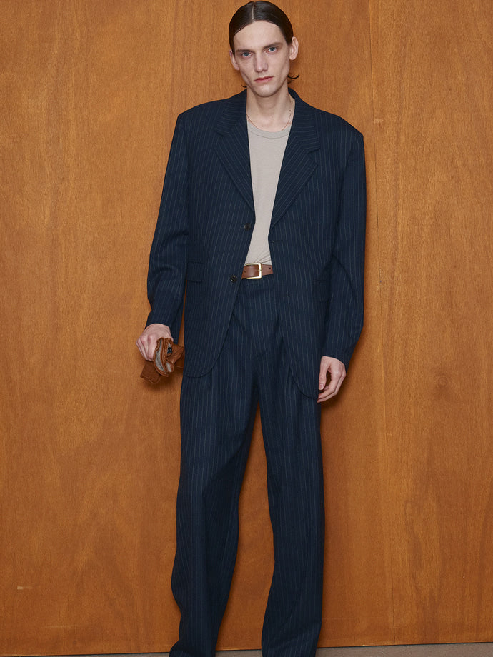 Tonywack - Striped Wool Oversized Tailored Jacket (Navy Pinstripe) product image 7 | TRAB K-Fashion Australia