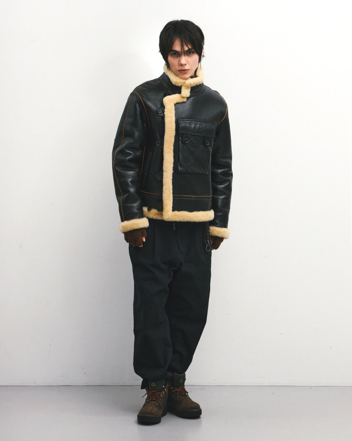 Eastlogue - Shearling Motorcycle Jumper (Black) product image 1 | TRAB K-Fashion Australia