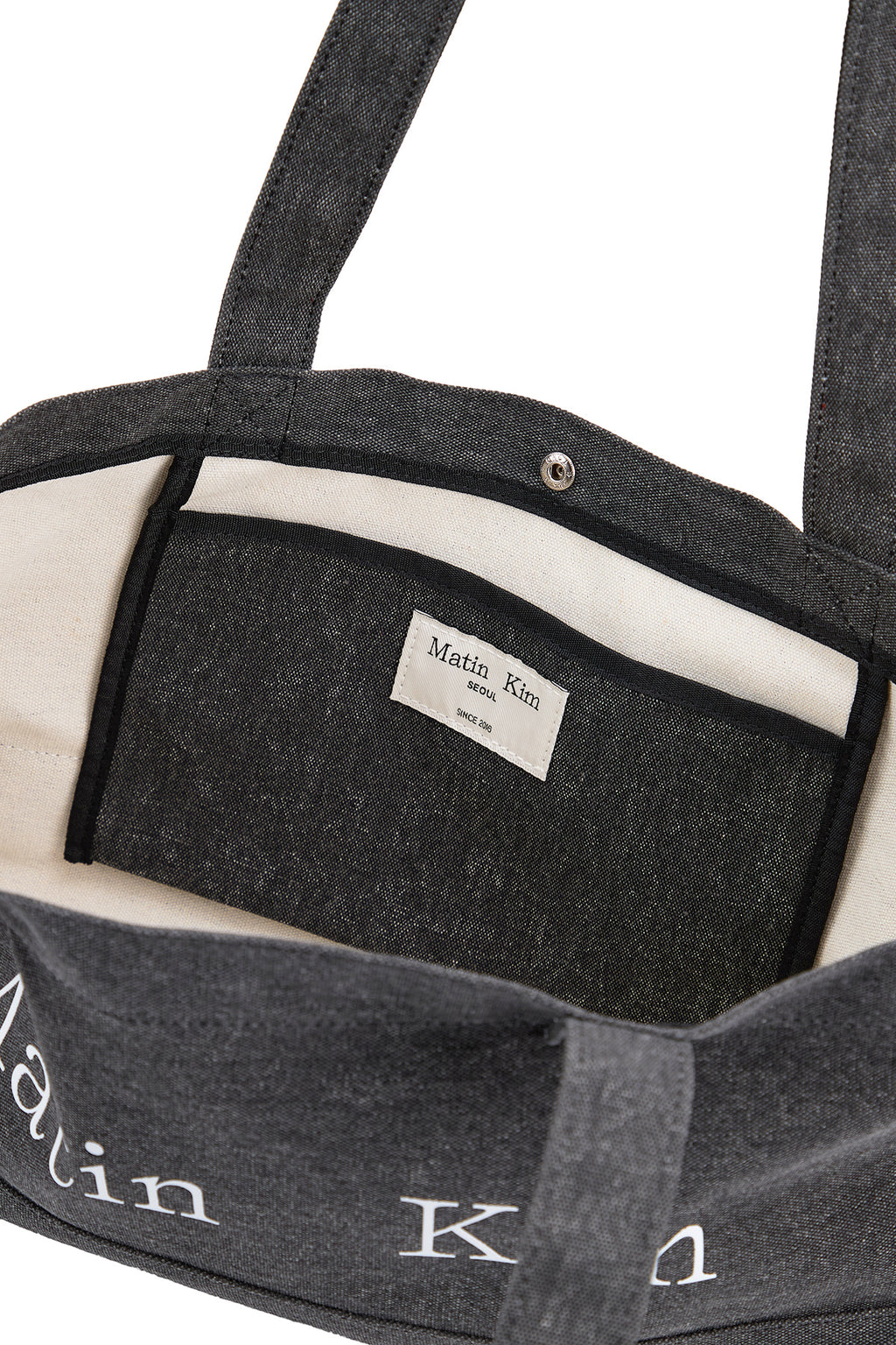 Matin Kim - Matin Logo Canvas Wide Shoulder Bag (Charcoal) product image 4 | TRAB K-Fashion Australia