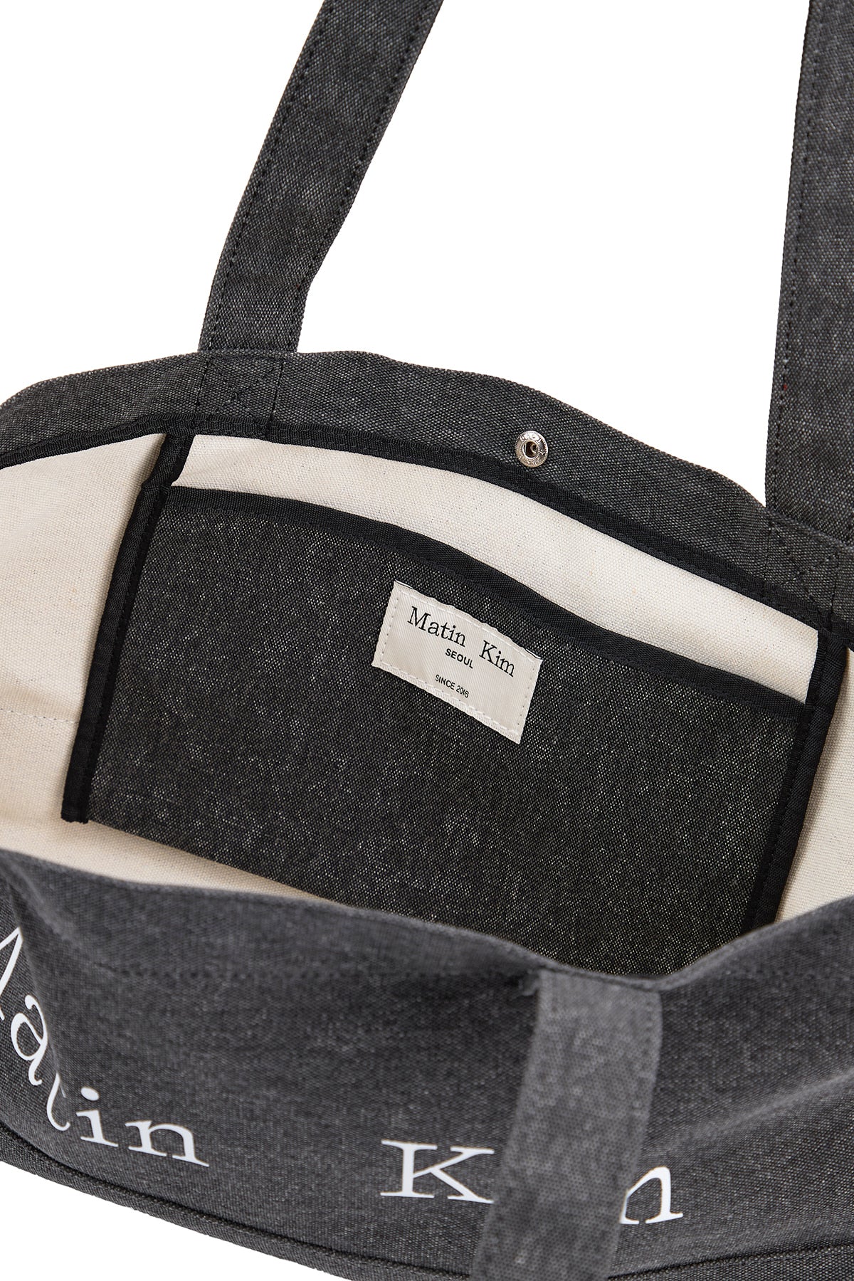 Matin Kim - Matin Logo Canvas Wide Shoulder Bag (Charcoal) product image 4 | TRAB K-Fashion Australia