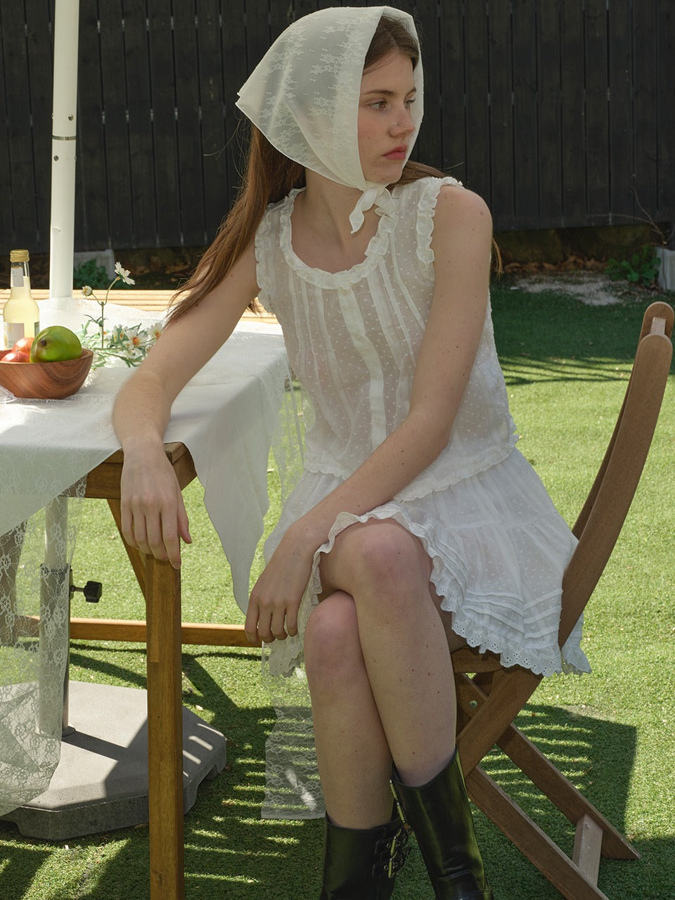 Margarin Fingers - Pin Tuck Sleeveless Blouse (White) product image 1 | TRAB K-Fashion Australia