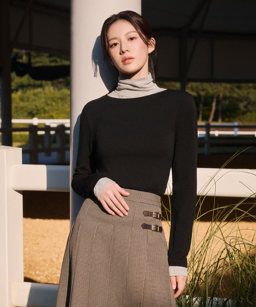 Marithe & Francois Girbaud - Layered Turtle Neck Long Sleeve (Black) product image 1 | TRAB K-Fashion Australia