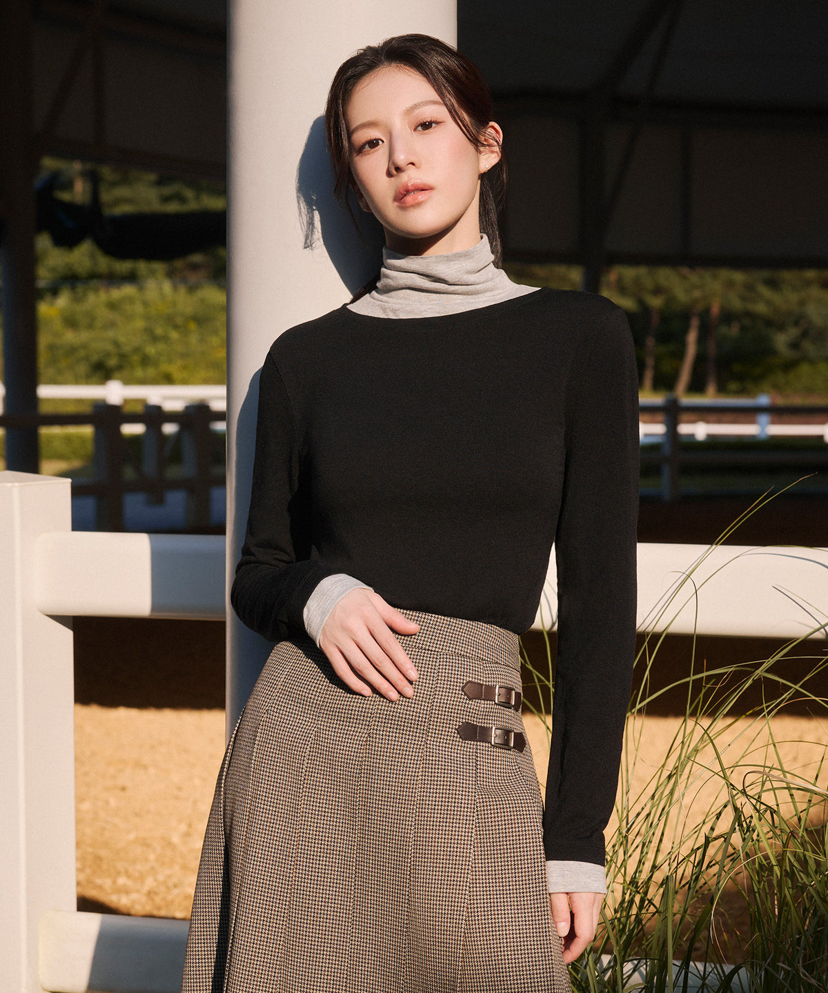 Marithe & Francois Girbaud - Layered Turtle Neck Long Sleeve (Black) product image 1 | TRAB K-Fashion Australia