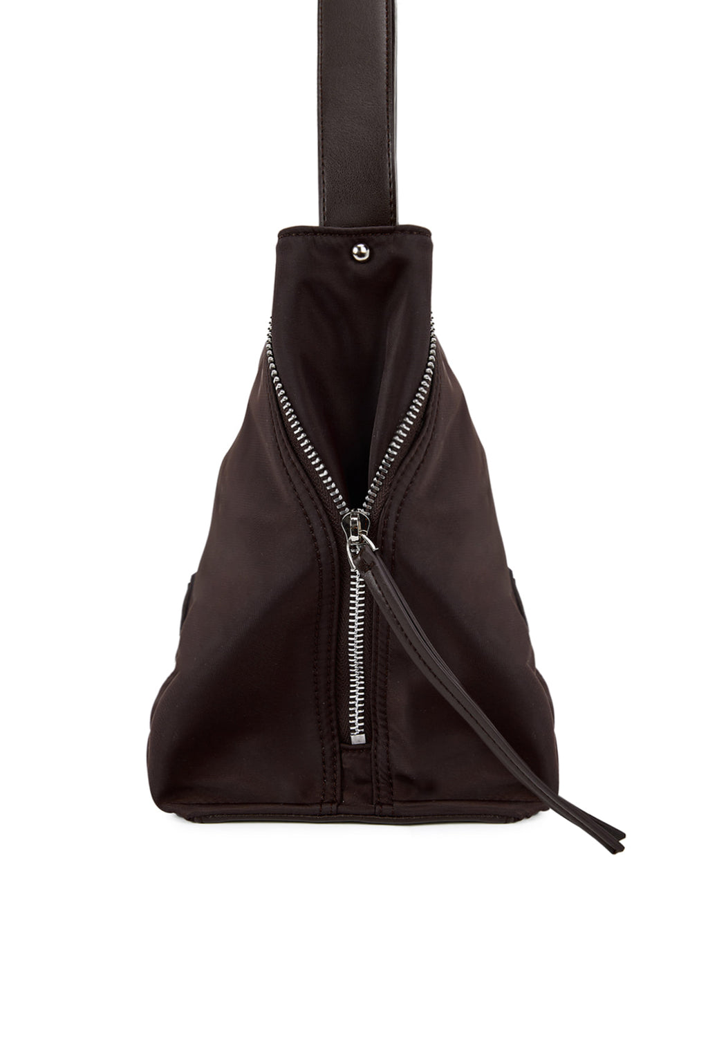 Matin Kim - Side Zipper Fabric Shoulder Bag (Brown) product image 3 | TRAB K-Fashion Australia