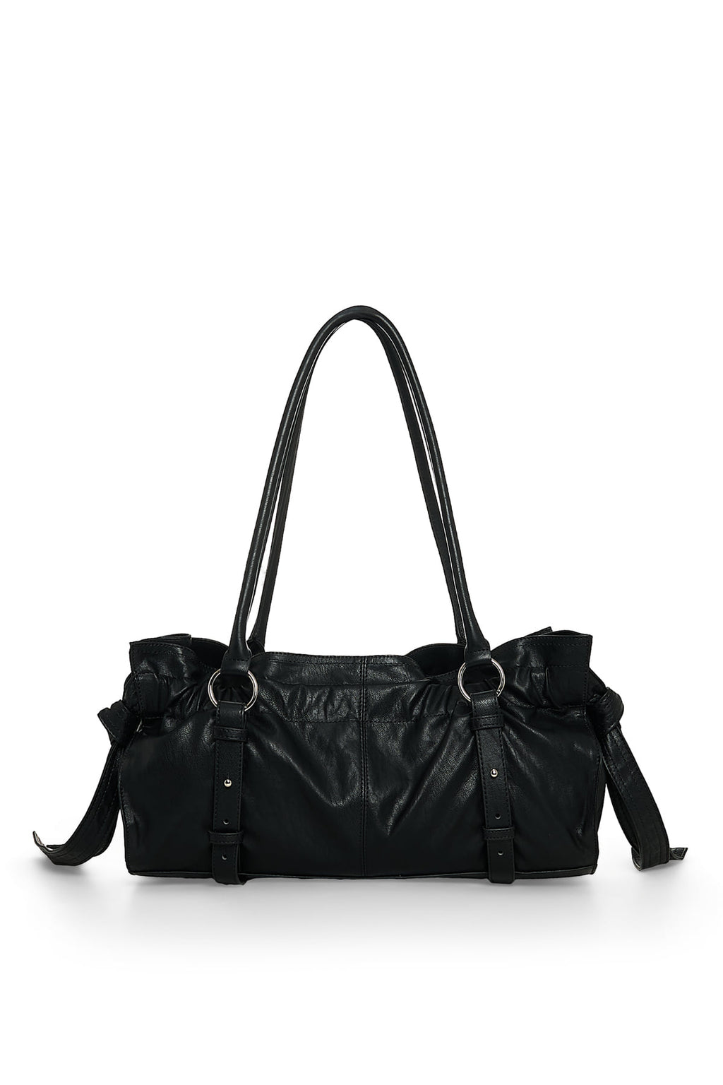 Matin Kim - Shirring Tie Buckle Shoulder Bag (Black) product image 3 | TRAB K-Fashion Australia