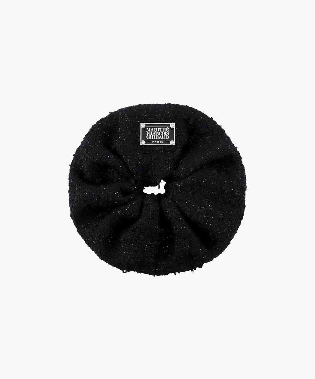 Marithe & Francois Girbaud - Classic Logo Tweed Big Scrunchie (Black) product image 1 | TRAB K-Fashion Australia