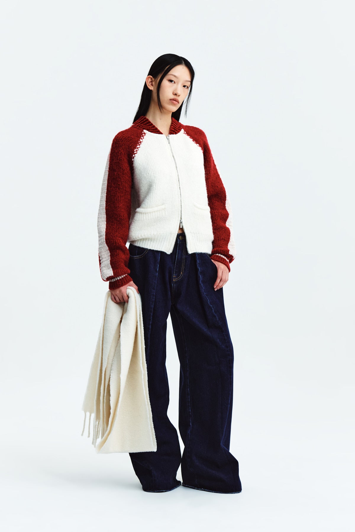 Matin Kim - Tuck Point Wide Denim Pants (Navy) product image 9 | TRAB K-Fashion Australia