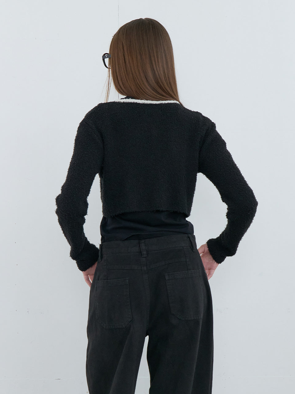 Kijun - Crochet Knit Jacket (Black) product image 2 | TRAB K-Fashion Australia