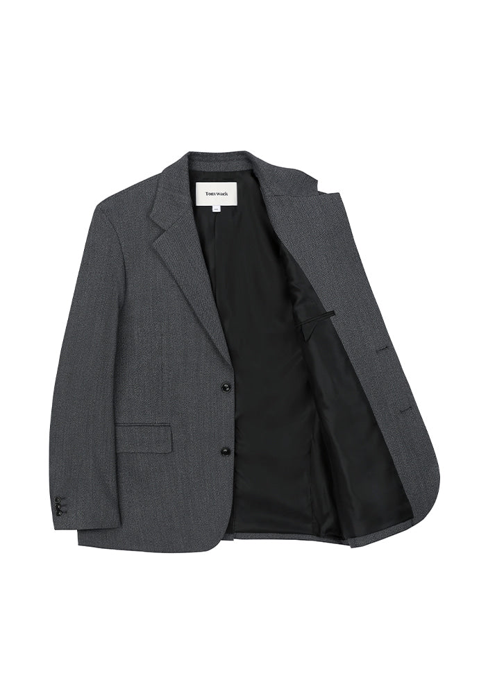 Tonywack - Relaxed Fit Tailored Blazer (Mid-Grey Herringbone) product image 6 | TRAB K-Fashion Australia
