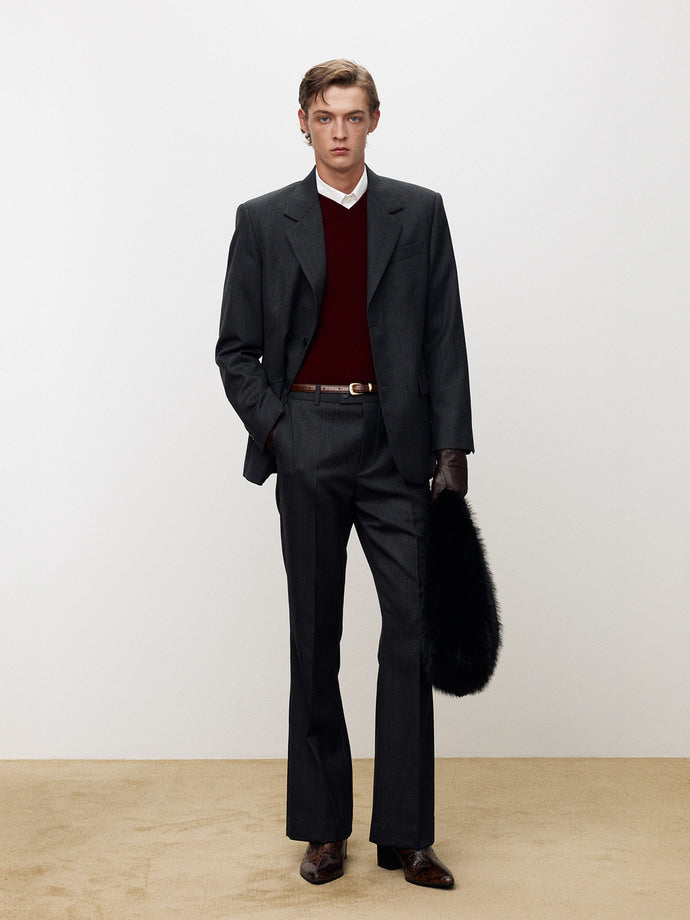 Tonywack - Virgin Wool Stripe Tailored Blazer (Grey/Black) product image 1 | TRAB K-Fashion Australia