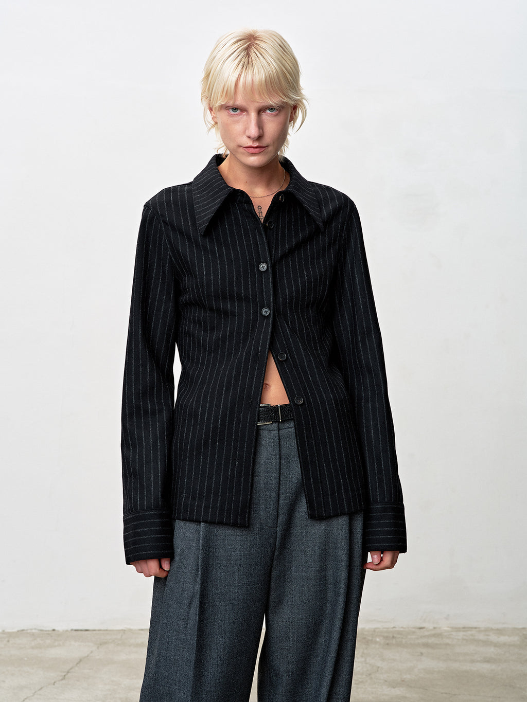 Tonywack - Striped Wool Regular-Fit Shirts (Black Stripe) product image 8 | TRAB K-Fashion Australia
