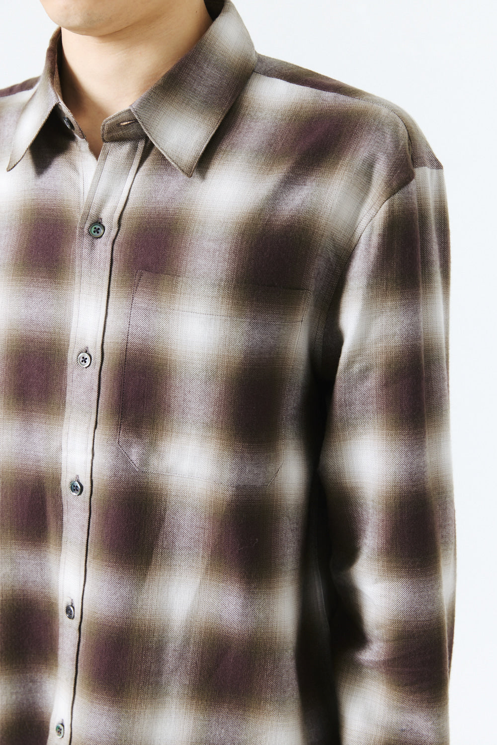 Hatchingroom - Regular Shirt Ombre Check (Khaki/Brown) product image 14 | TRAB K-Fashion Australia