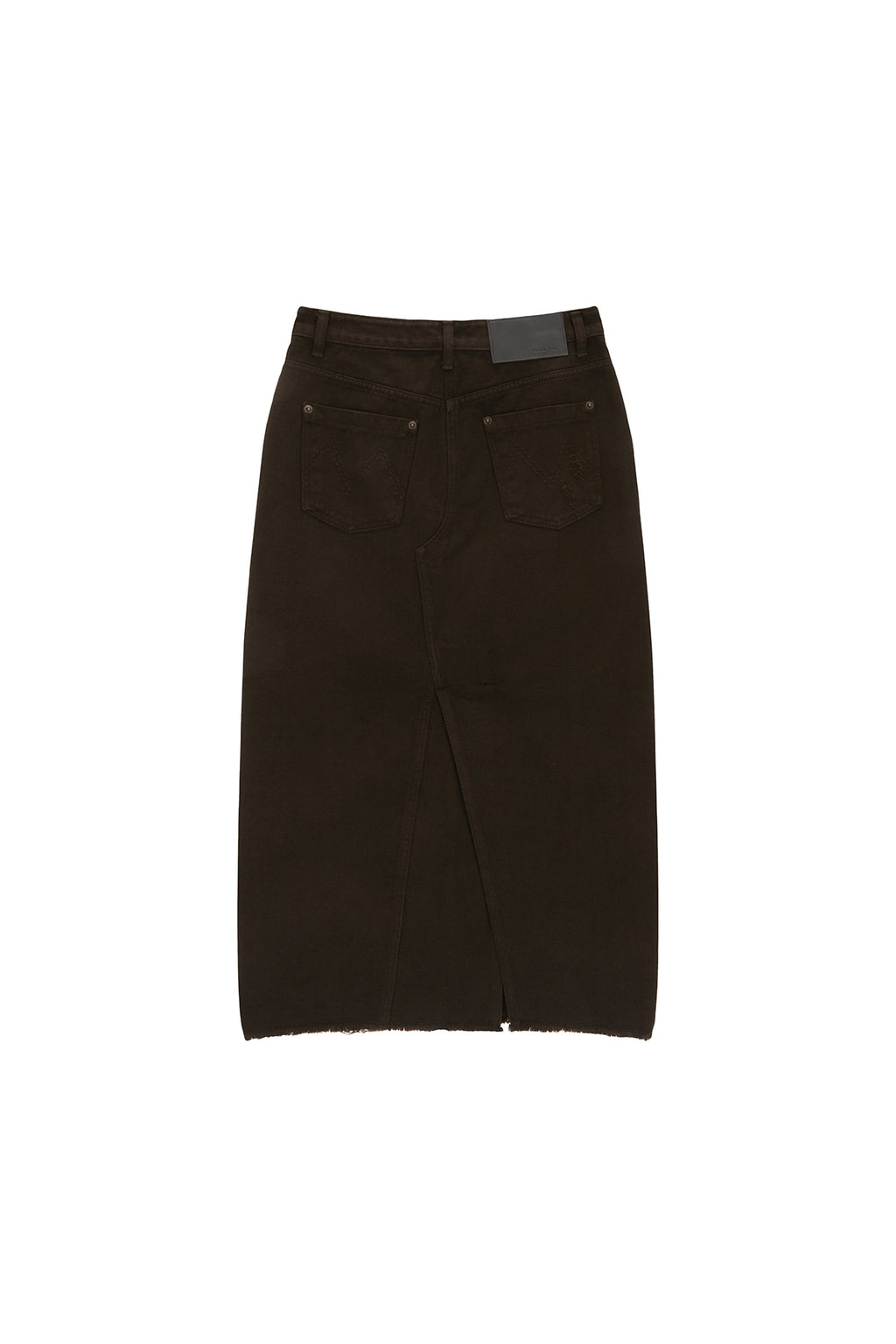 Matin Kim - Unbalance Damage Denim Skirt (Khaki) product image 2 | TRAB K-Fashion Australia