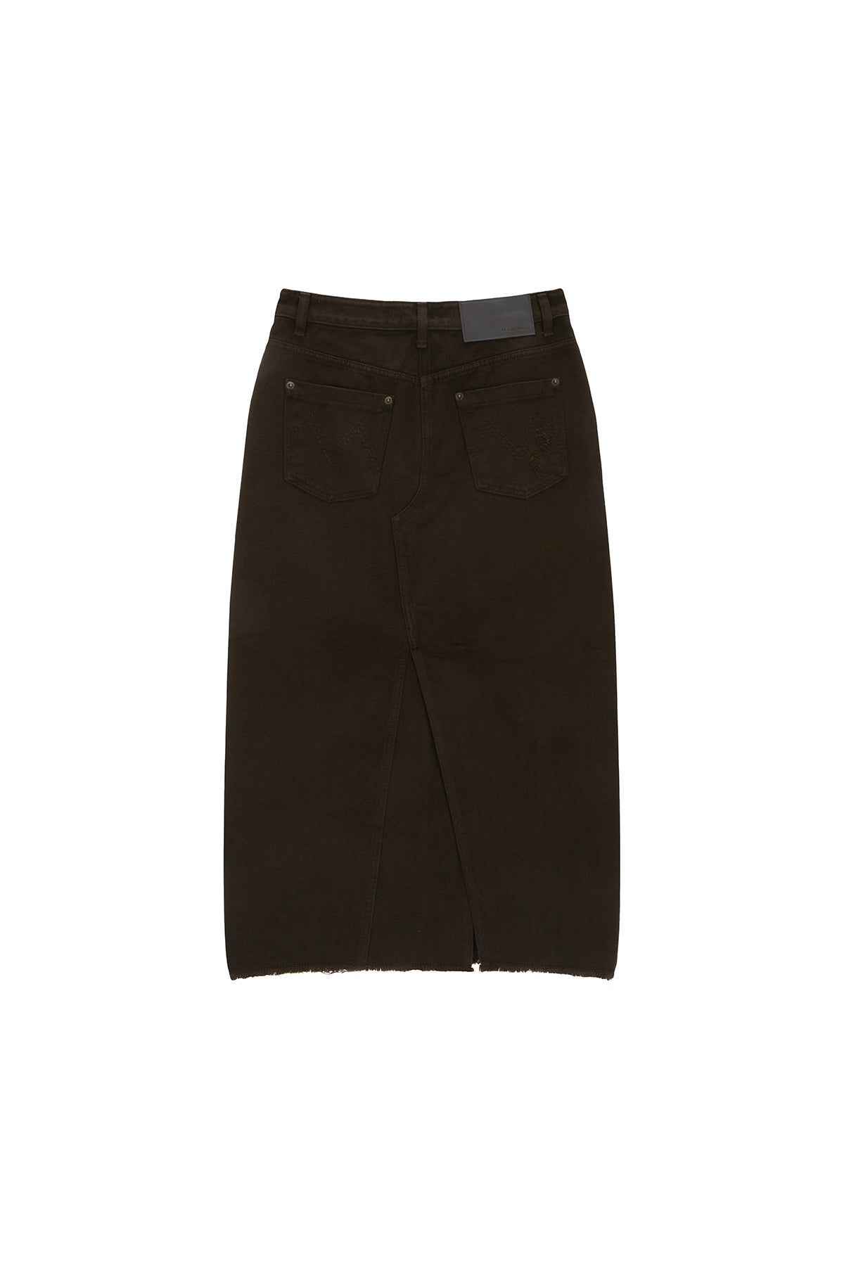 Matin Kim - Unbalance Damage Denim Skirt (Khaki) product image 2 | TRAB K-Fashion Australia