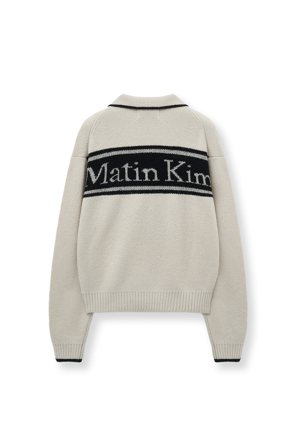 Matin Kim - Back Logo Collar Knit Top (Ivory) product image 3 | TRAB K-Fashion Australia