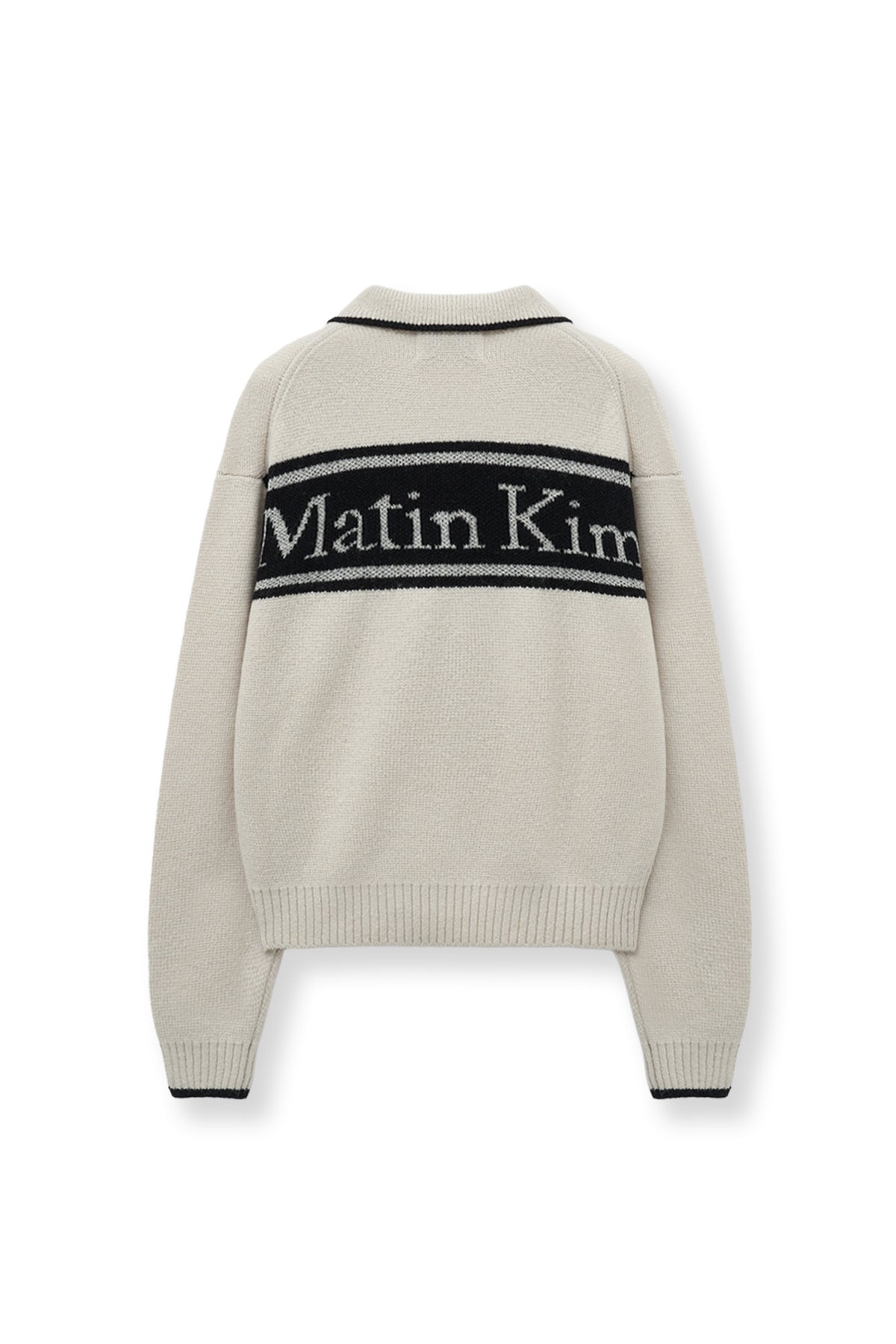 Matin Kim - Back Logo Collar Knit Top (Ivory) product image 3 | TRAB K-Fashion Australia