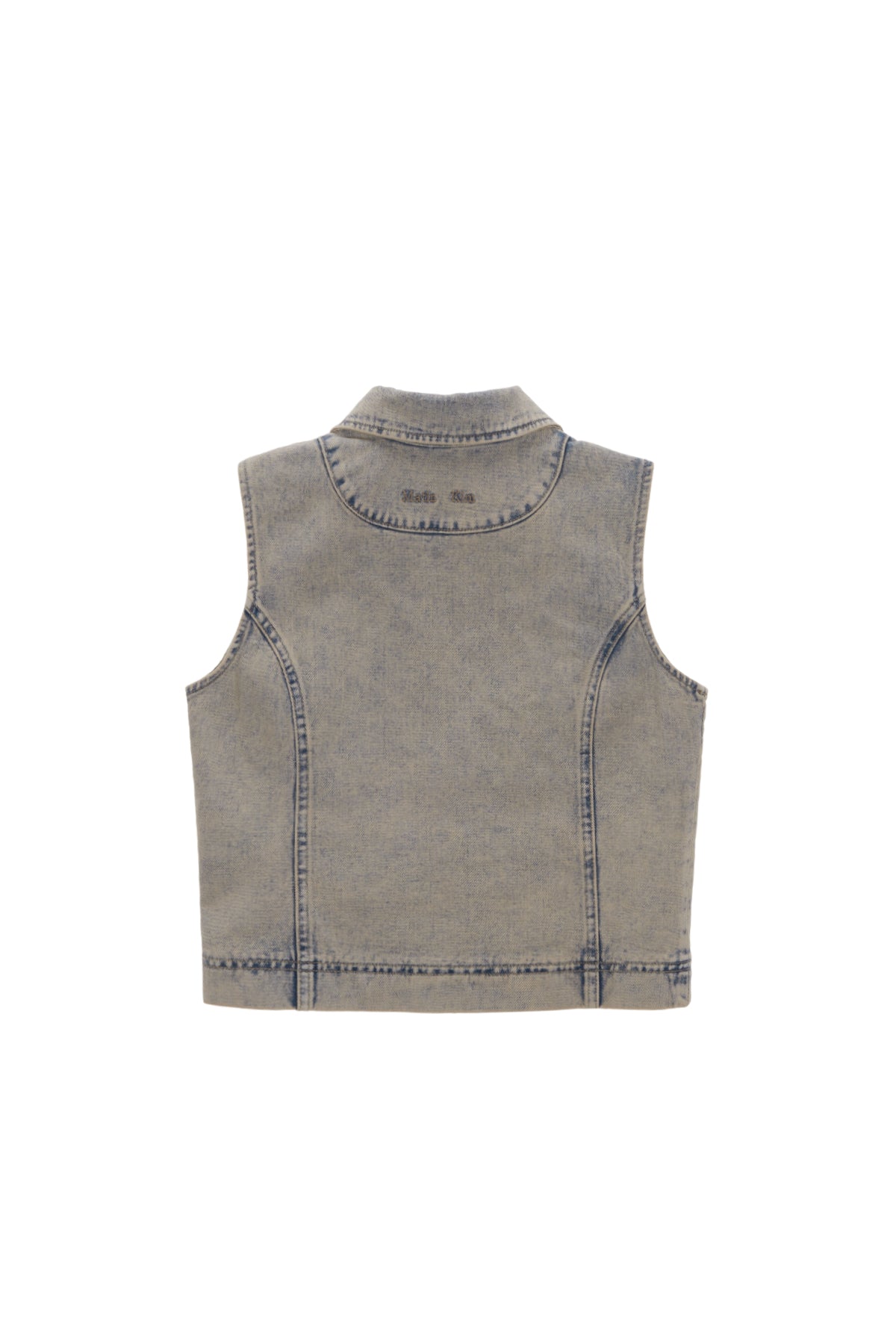 Matin Kim - Slim Zip Up Denim Vest (Beige) product image 2 | TRAB K-Fashion Australia