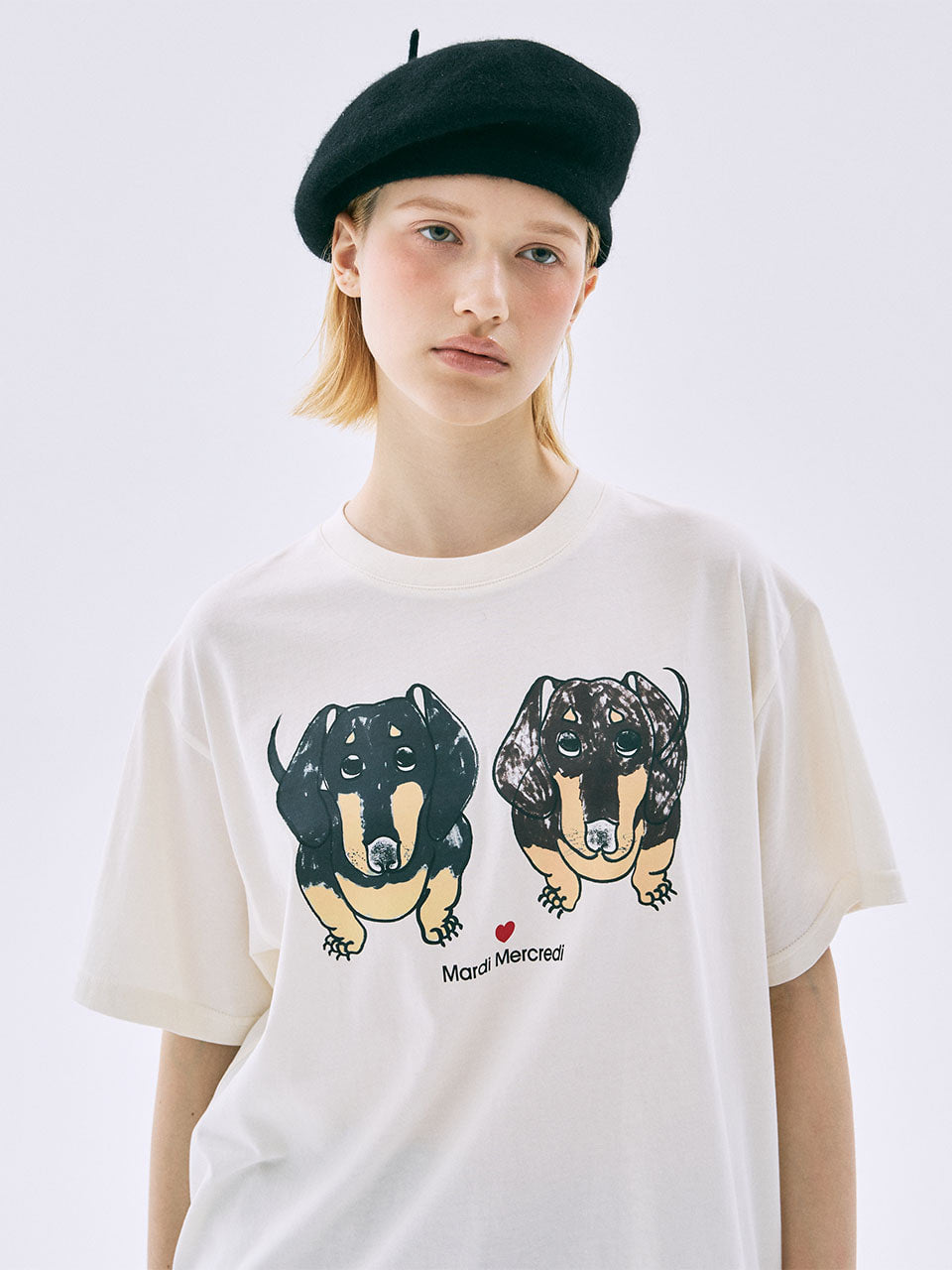 Mardi Mercredi - Tshirt Drawing Ch Ddanji Twin (Cream) product image 1 | TRAB K-Fashion Australia