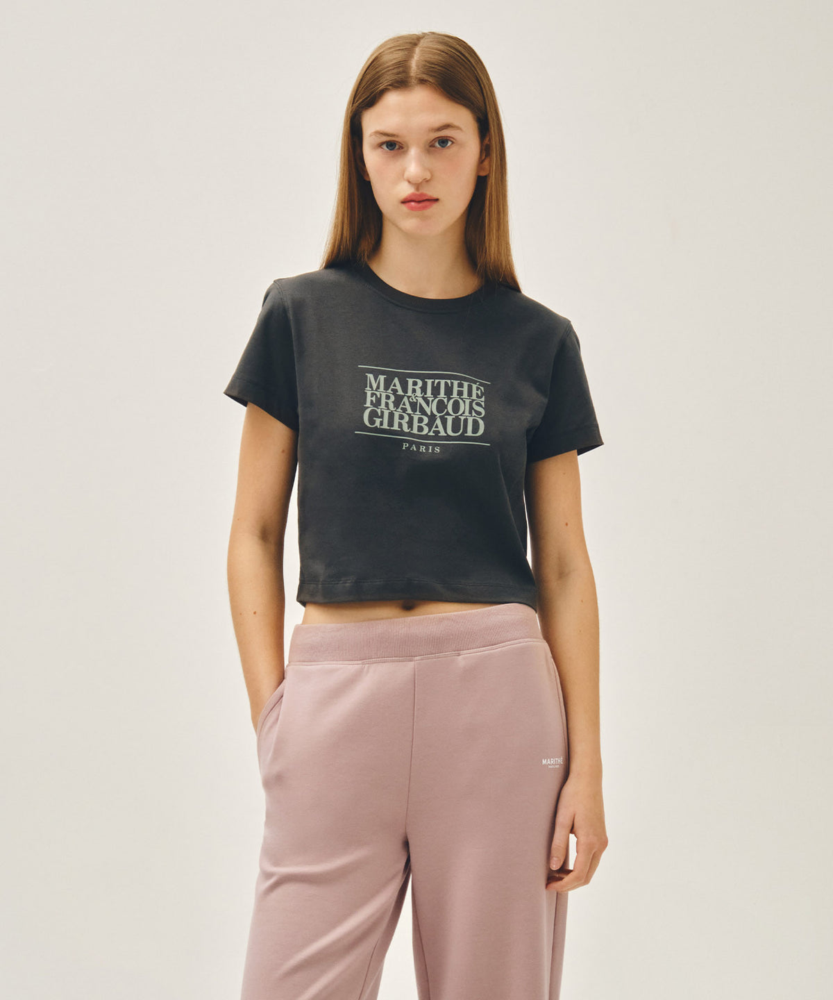 Marithe & Francois Girbaud - Classic Logo Crop Tee (Charcoal) product image 1 | TRAB K-Fashion Australia