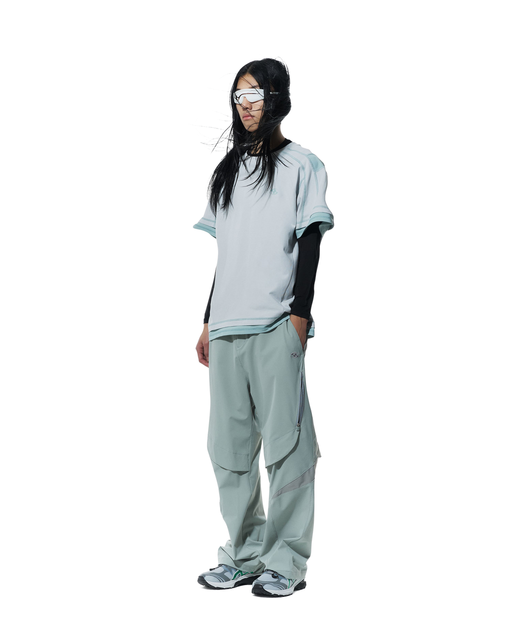 San San Gear - Mesh Paneled T-Shirt (Light Grey) product image 2 | TRAB K-Fashion Australia